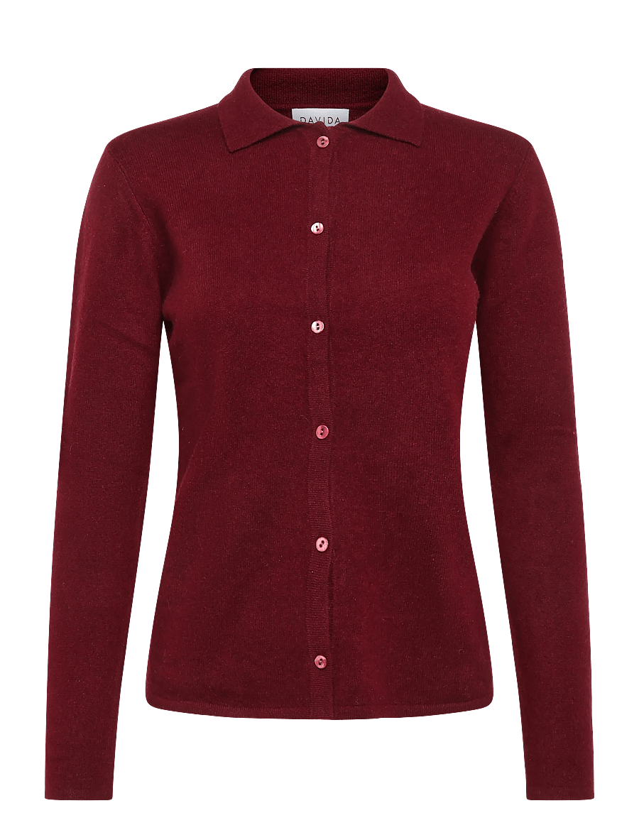 Davida Cashmere - classic collar cardigan - kaschmir - mulberry red - 0