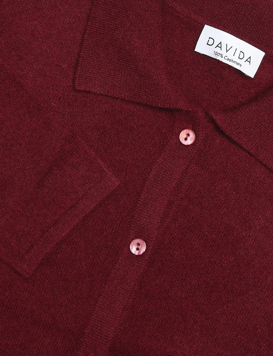 Davida Cashmere - classic collar cardigan - kaschmir - mulberry red - 2