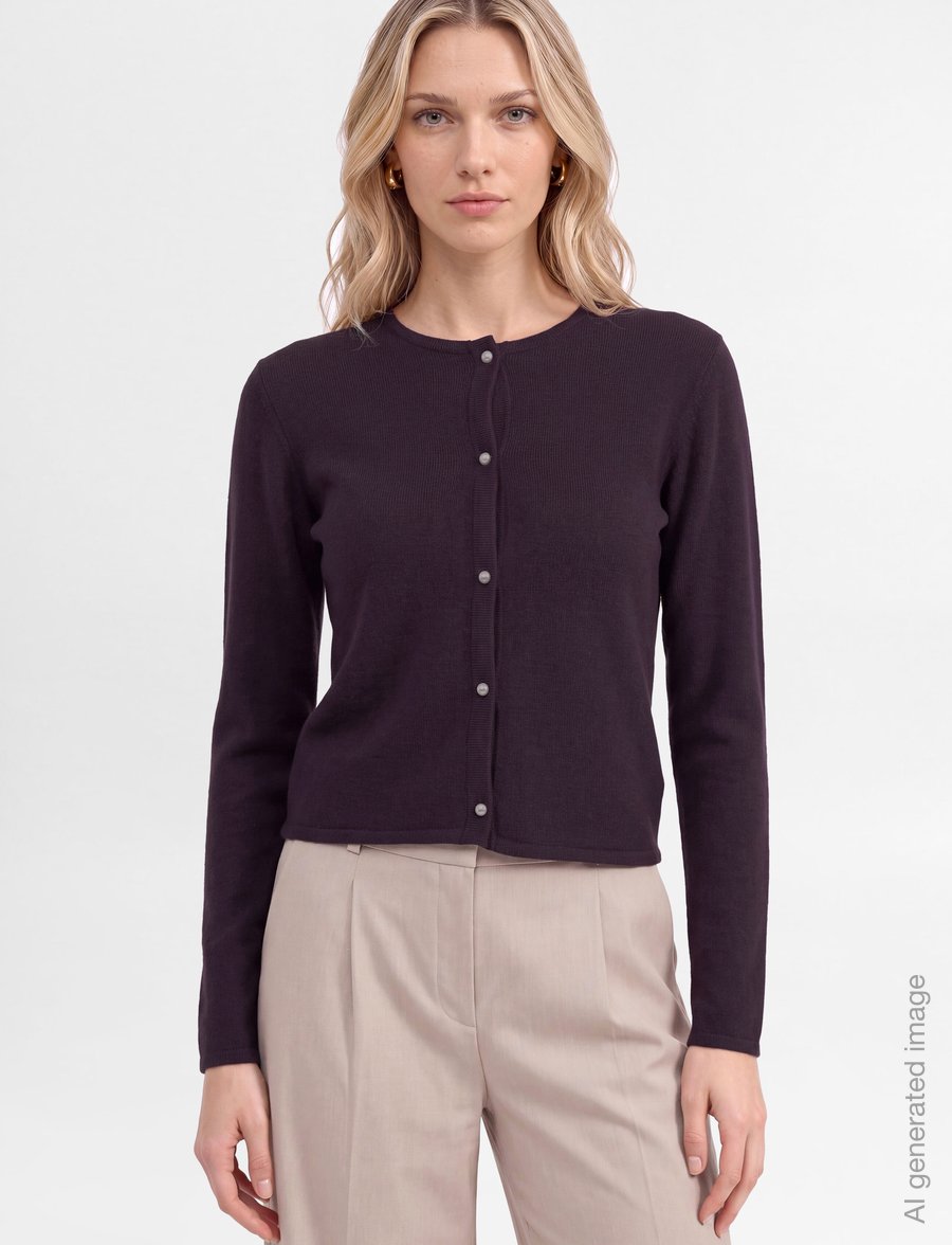 Davida Cashmere - classic cardigan pearl buttons - kaschmir - plum - 3
