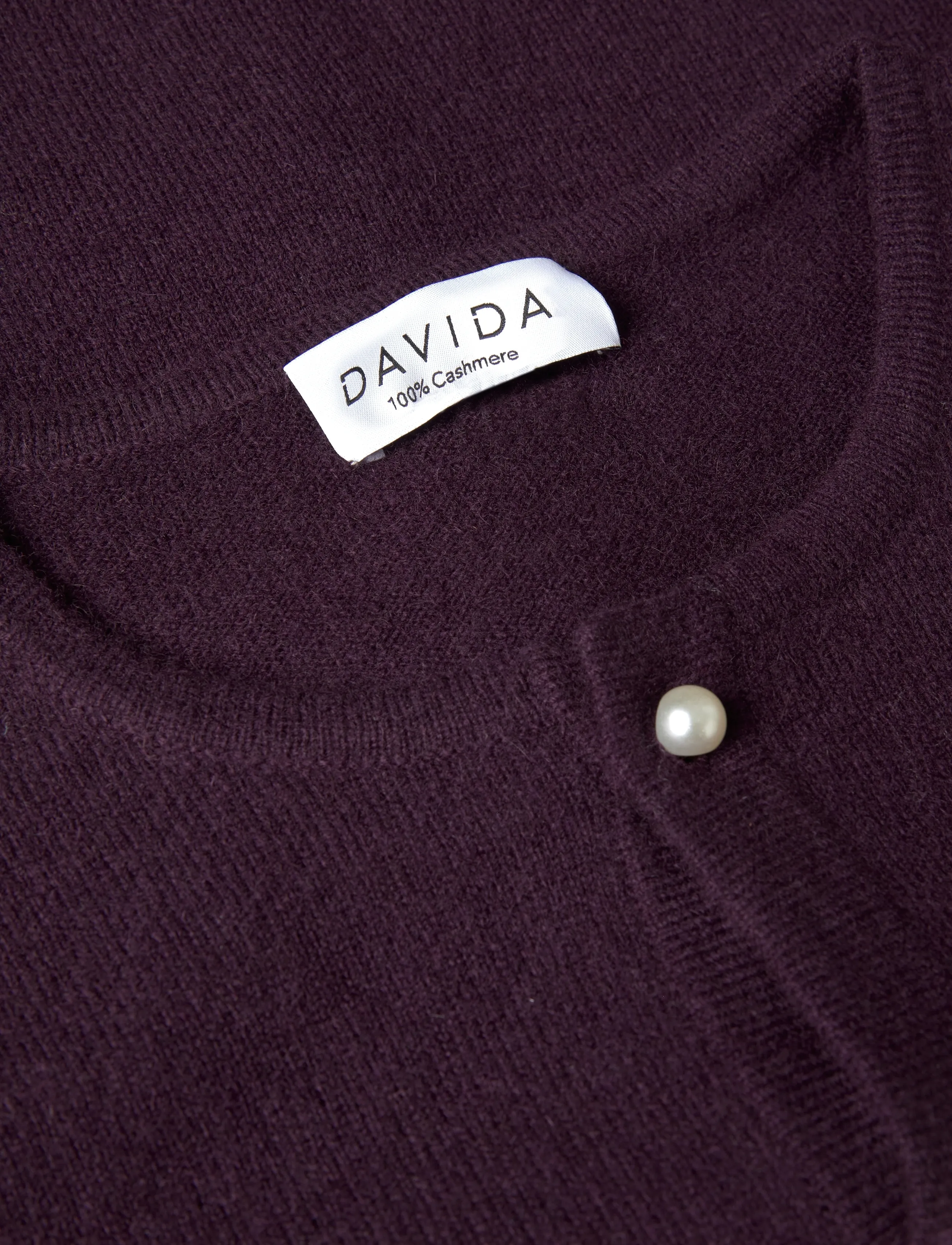 Davida Cashmere - classic cardigan pearl buttons - kashmir - plum - 2