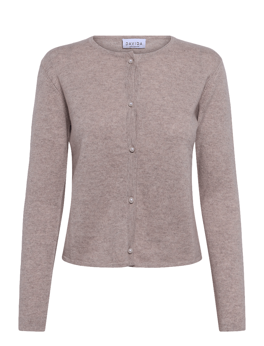 Davida Cashmere - classic cardigan pearl buttons - cardigans - sand - 0