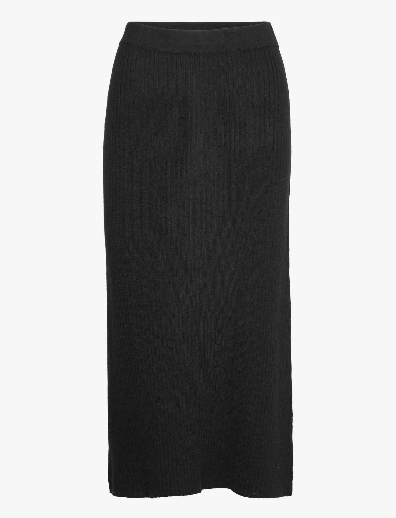 Davida Cashmere - Rib A-line Skirt - knitted skirts - black - 0