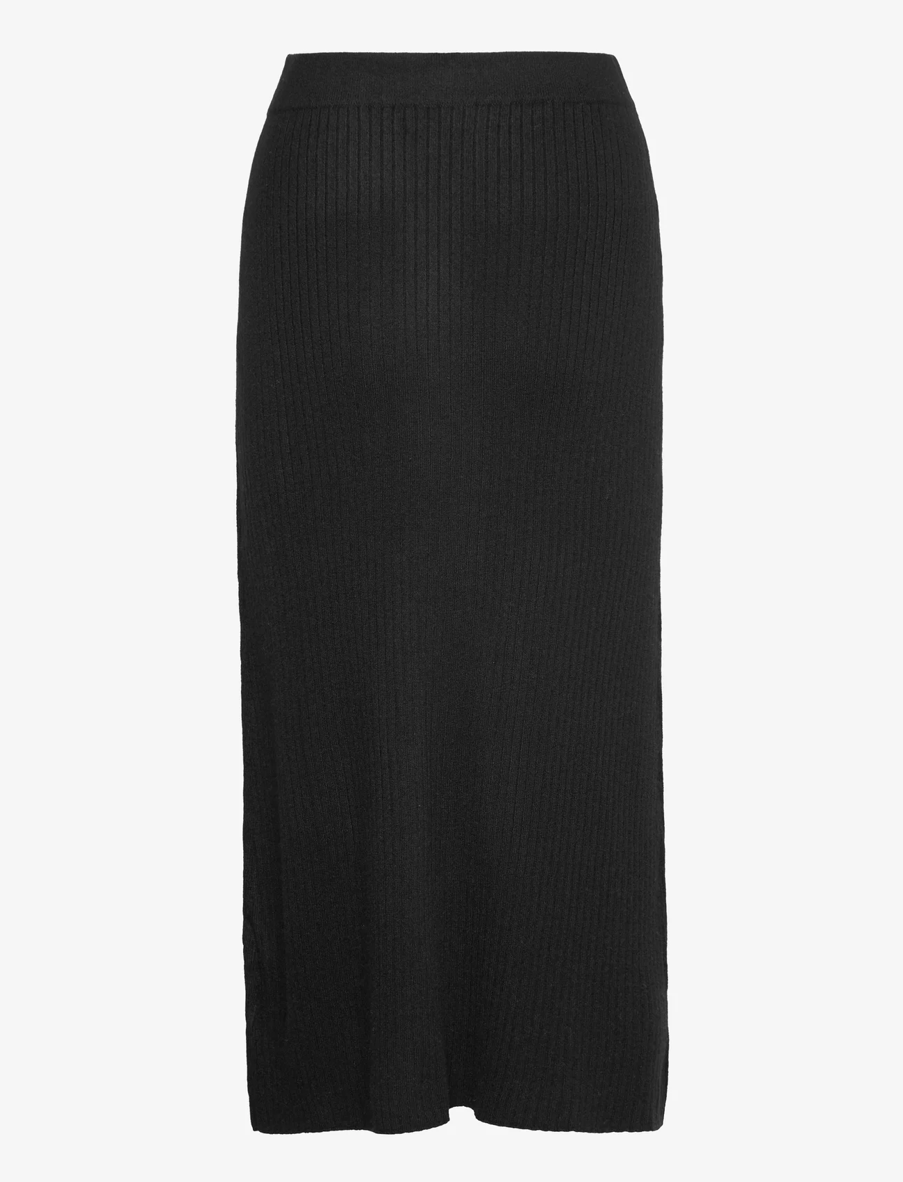 Davida Cashmere - Rib A-line Skirt - strikkede nederdele - black - 1