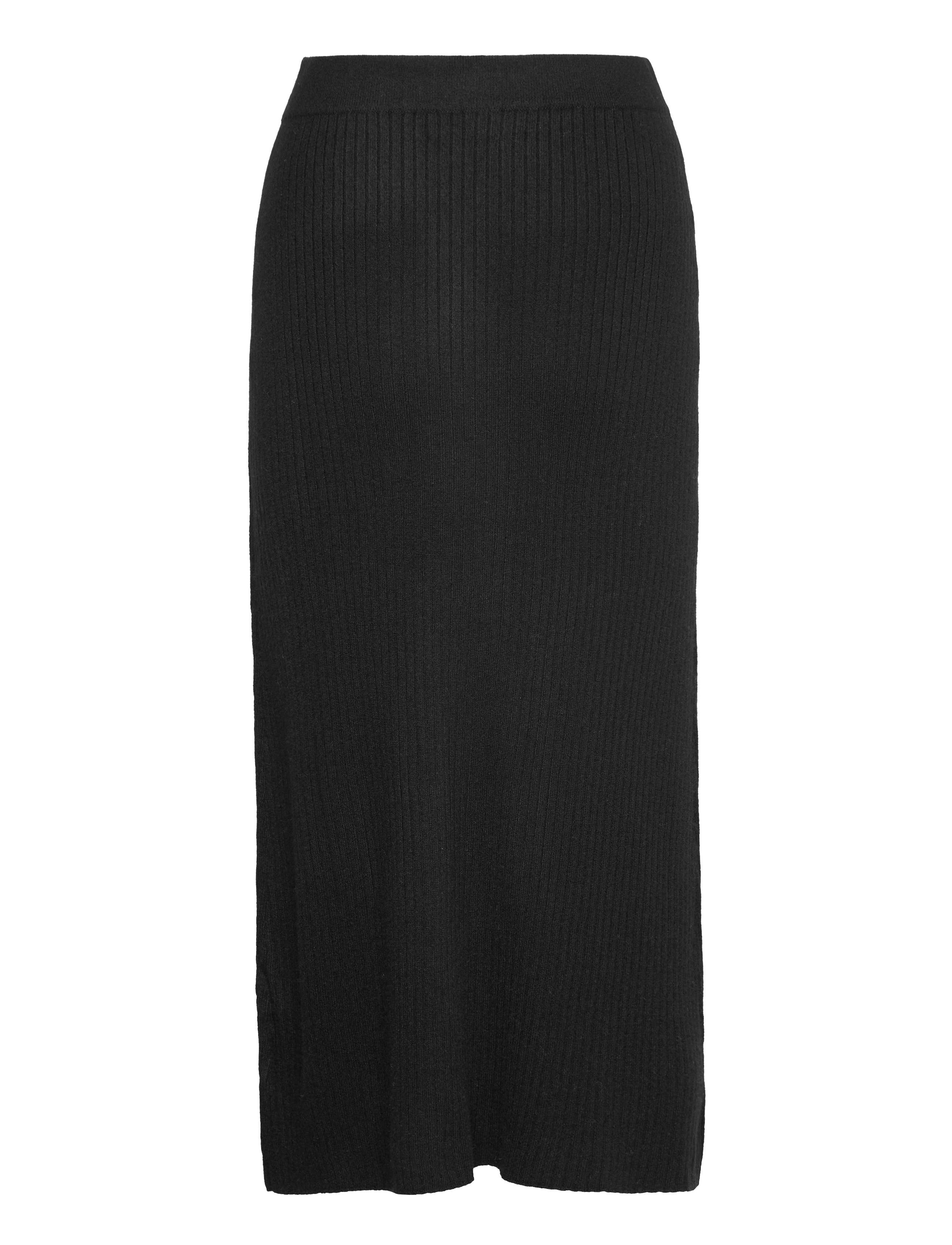 Davida Cashmere - Rib A-line Skirt - black - 1