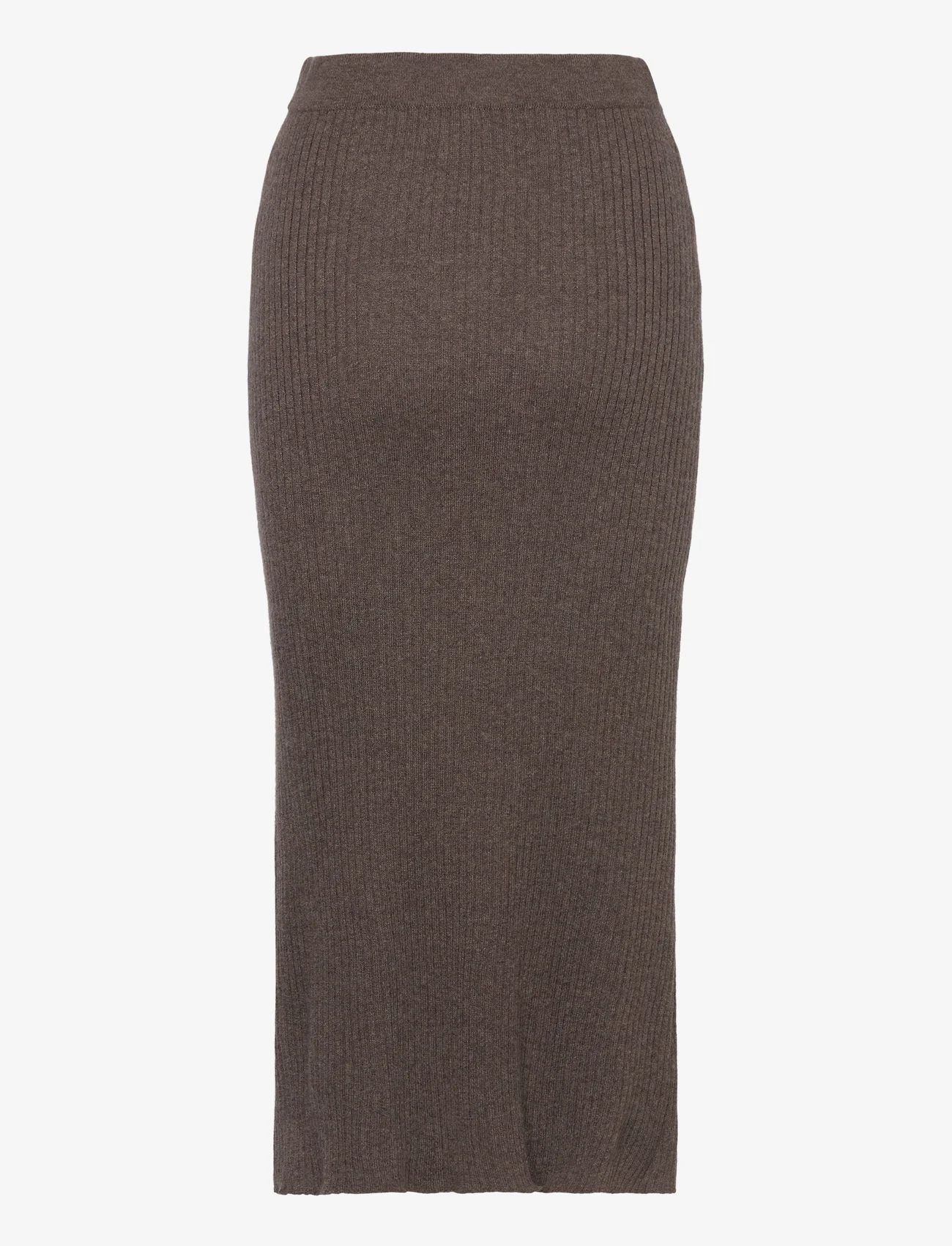 Davida Cashmere - Rib A-line Skirt - strikkede nederdele - cacao - 1