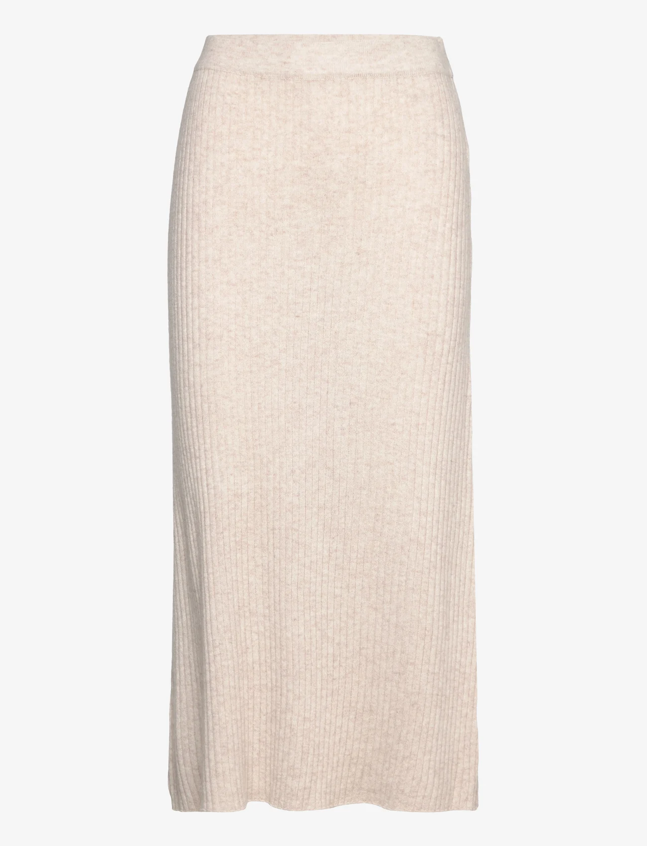 Davida Cashmere - Rib A-line Skirt - strikkede skjørt - light beige - 0