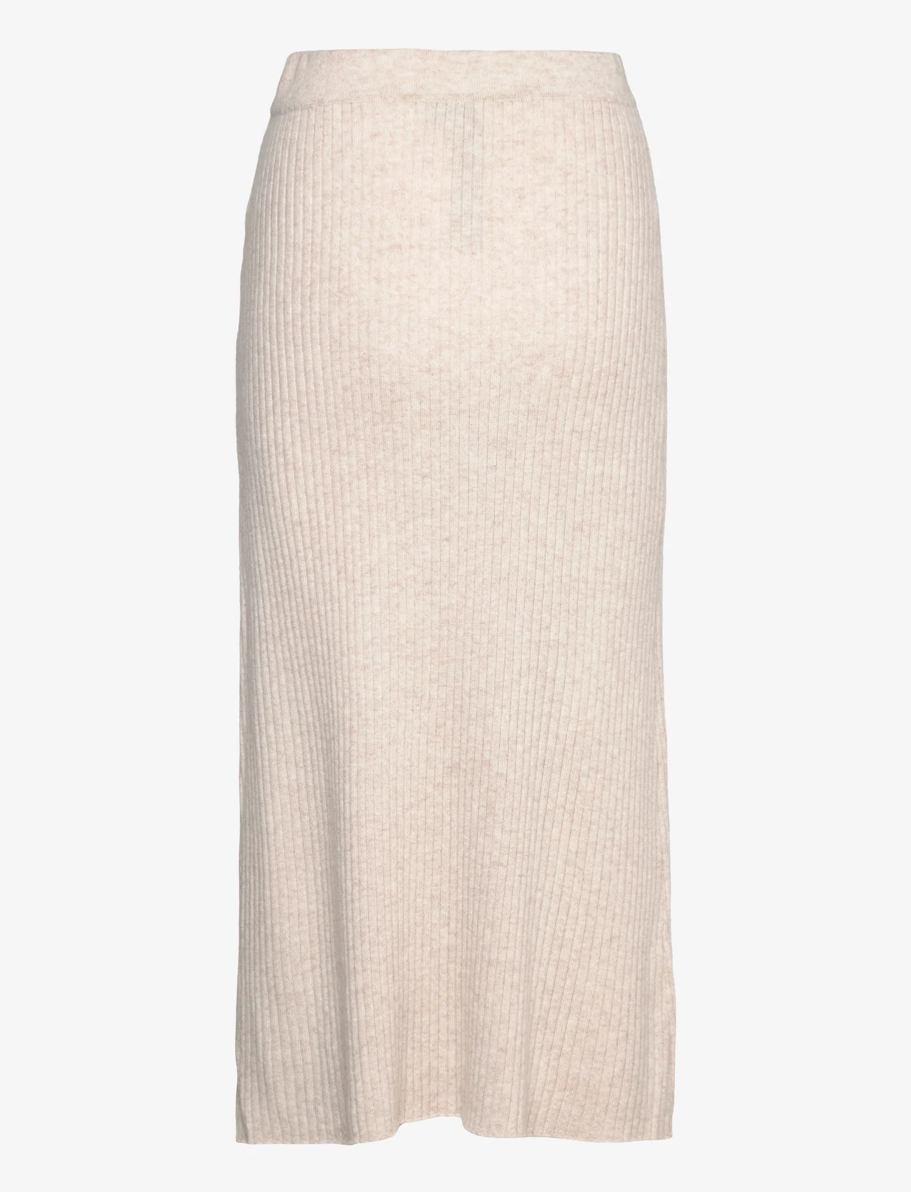 Davida Cashmere - Rib A-line Skirt - megzti sijonai - light beige - 1