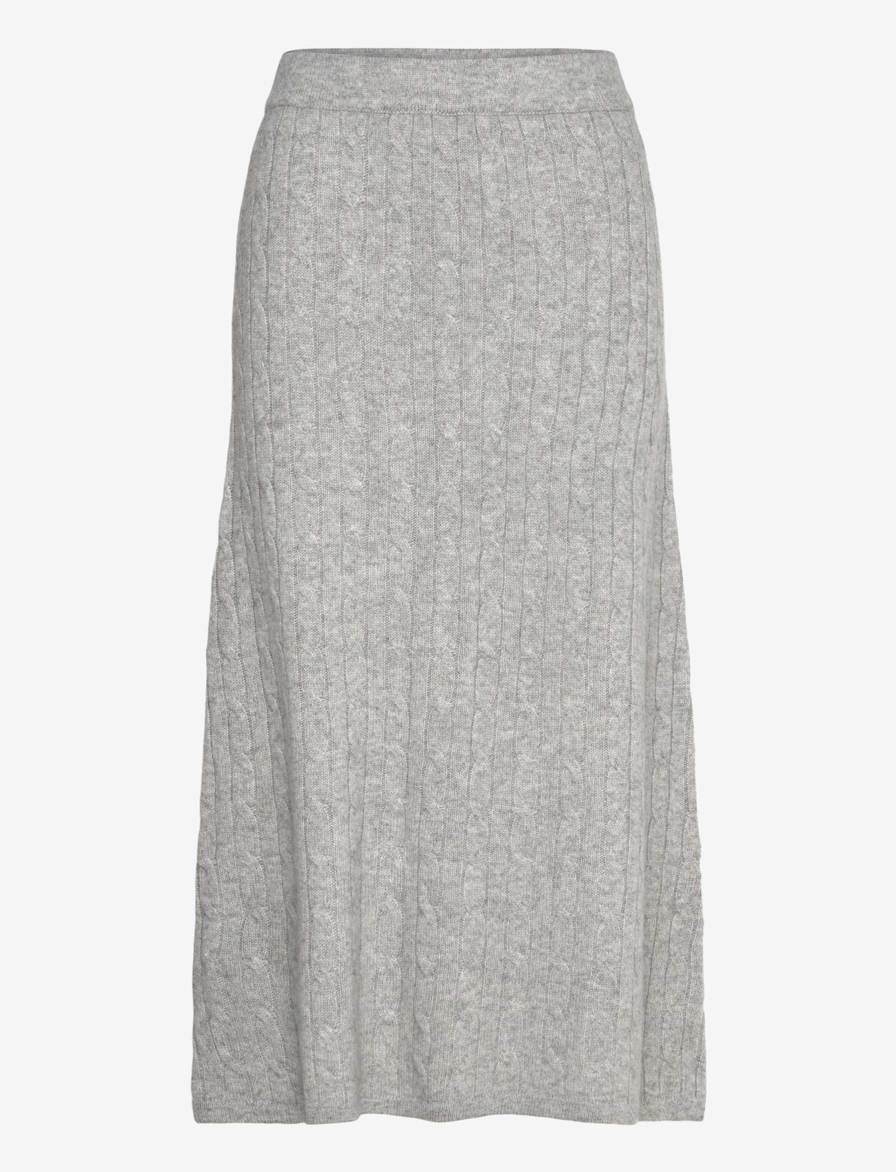 Davida Cashmere - A-Line Cable Skirt - strikkede nederdele - light grey - 1
