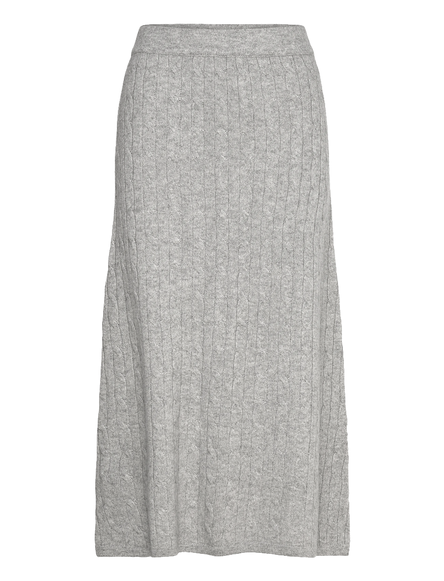 Davida Cashmere - A-Line Cable Skirt - stickade kjolar - light grey - 1
