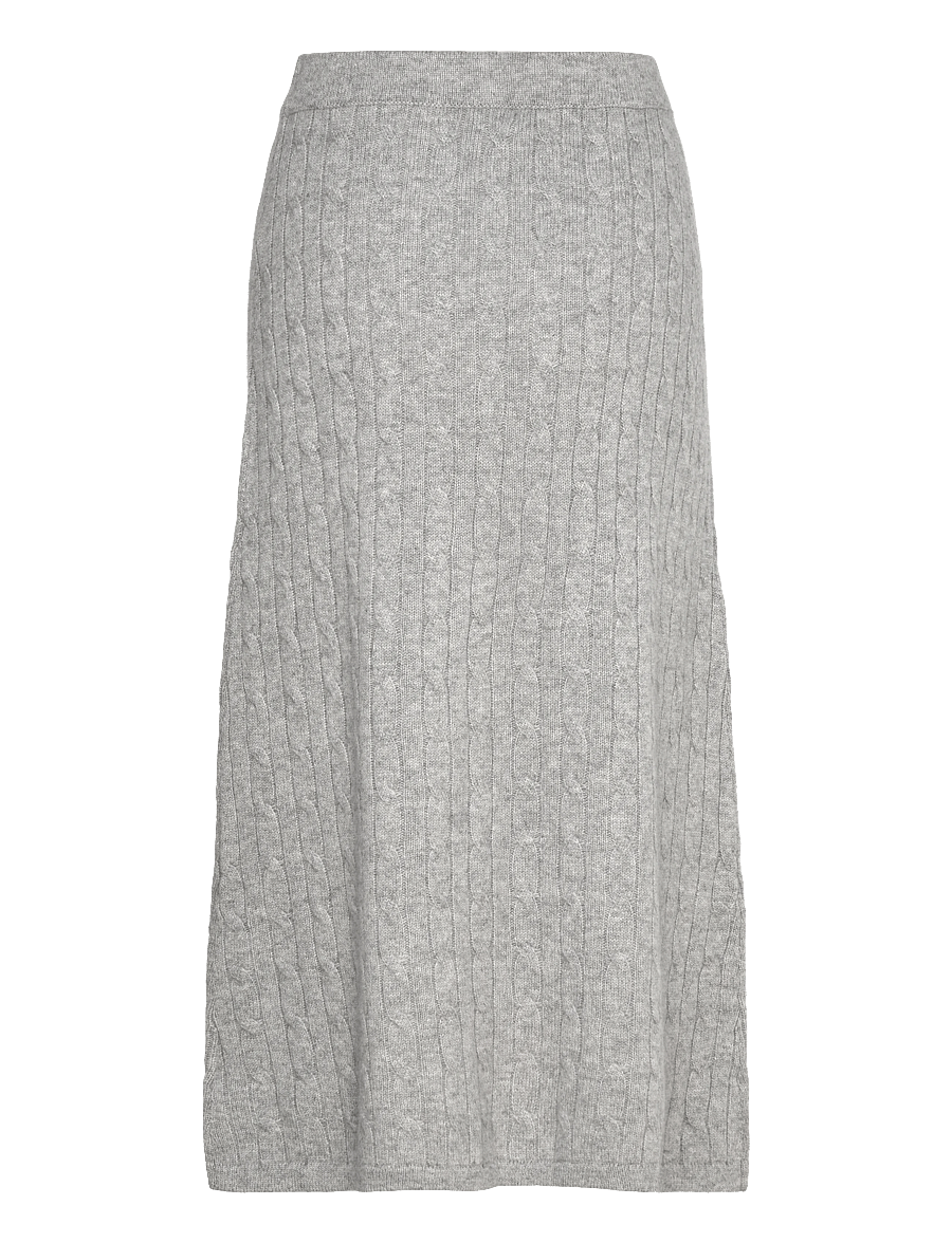 Davida Cashmere - A-Line Cable Skirt - stickade kjolar - light grey - 2