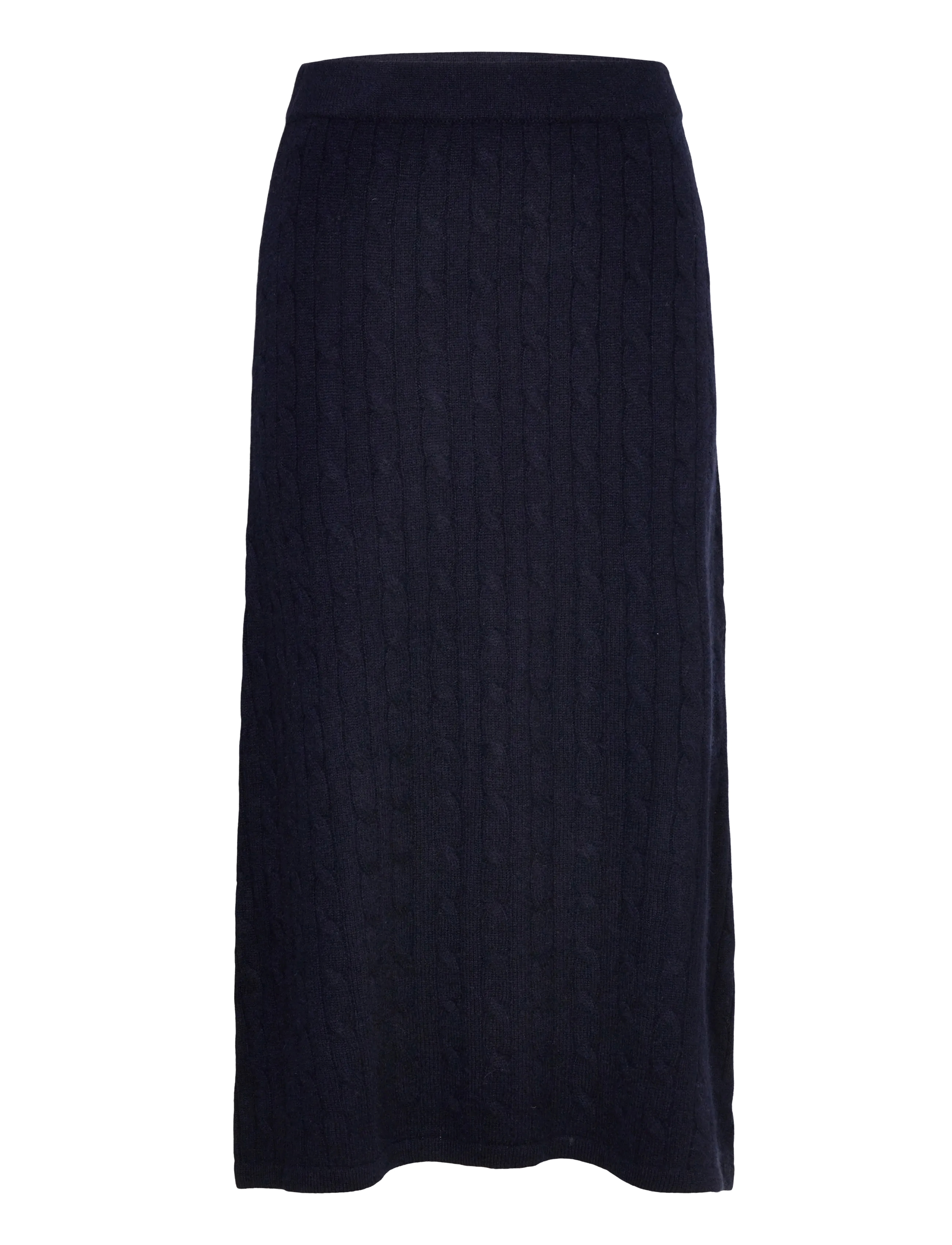 Davida Cashmere A-Line Cable Skirt - Davida Cashmere - NAVY / navy