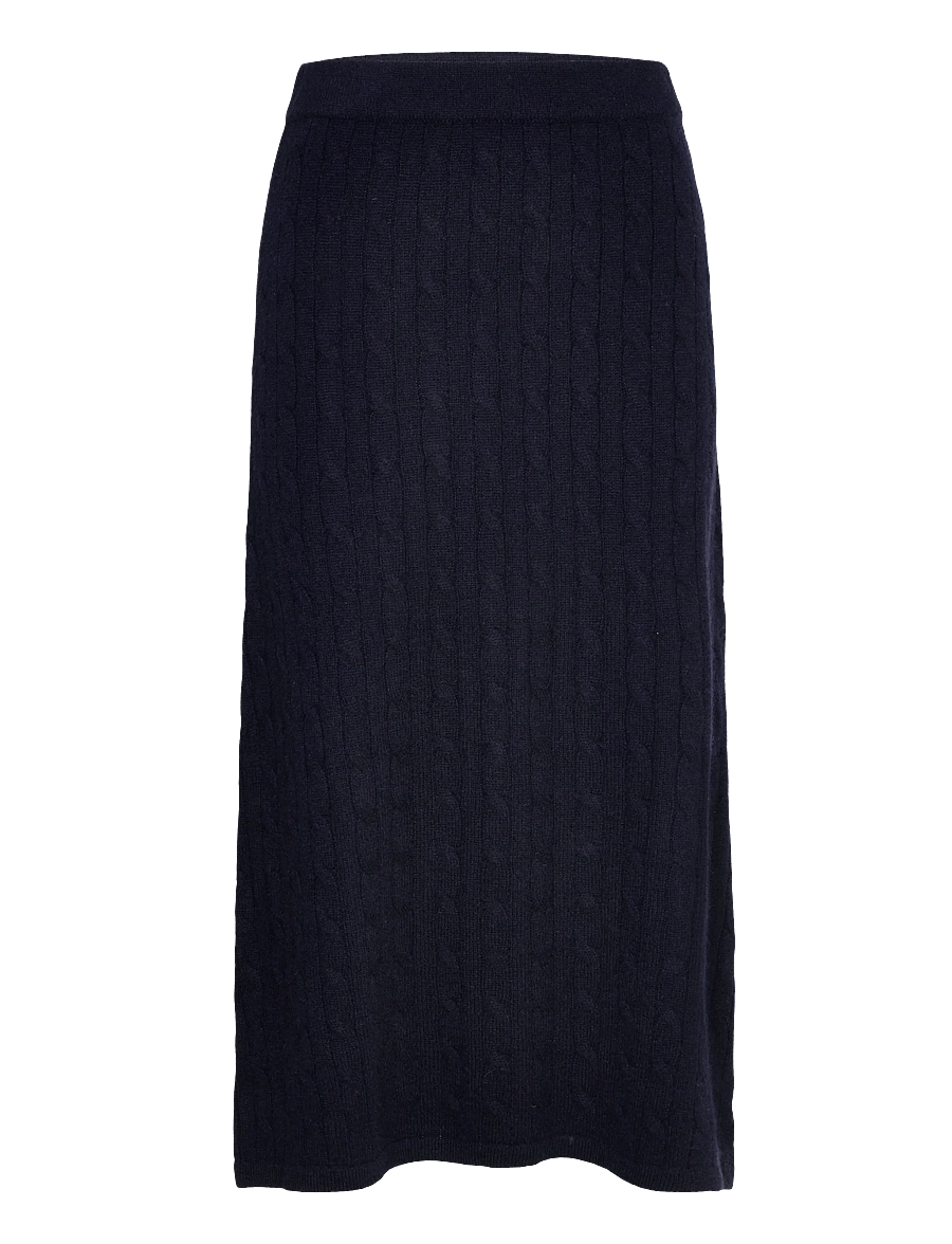 Davida Cashmere - A-Line Cable Skirt - knitted skirts - navy - 0