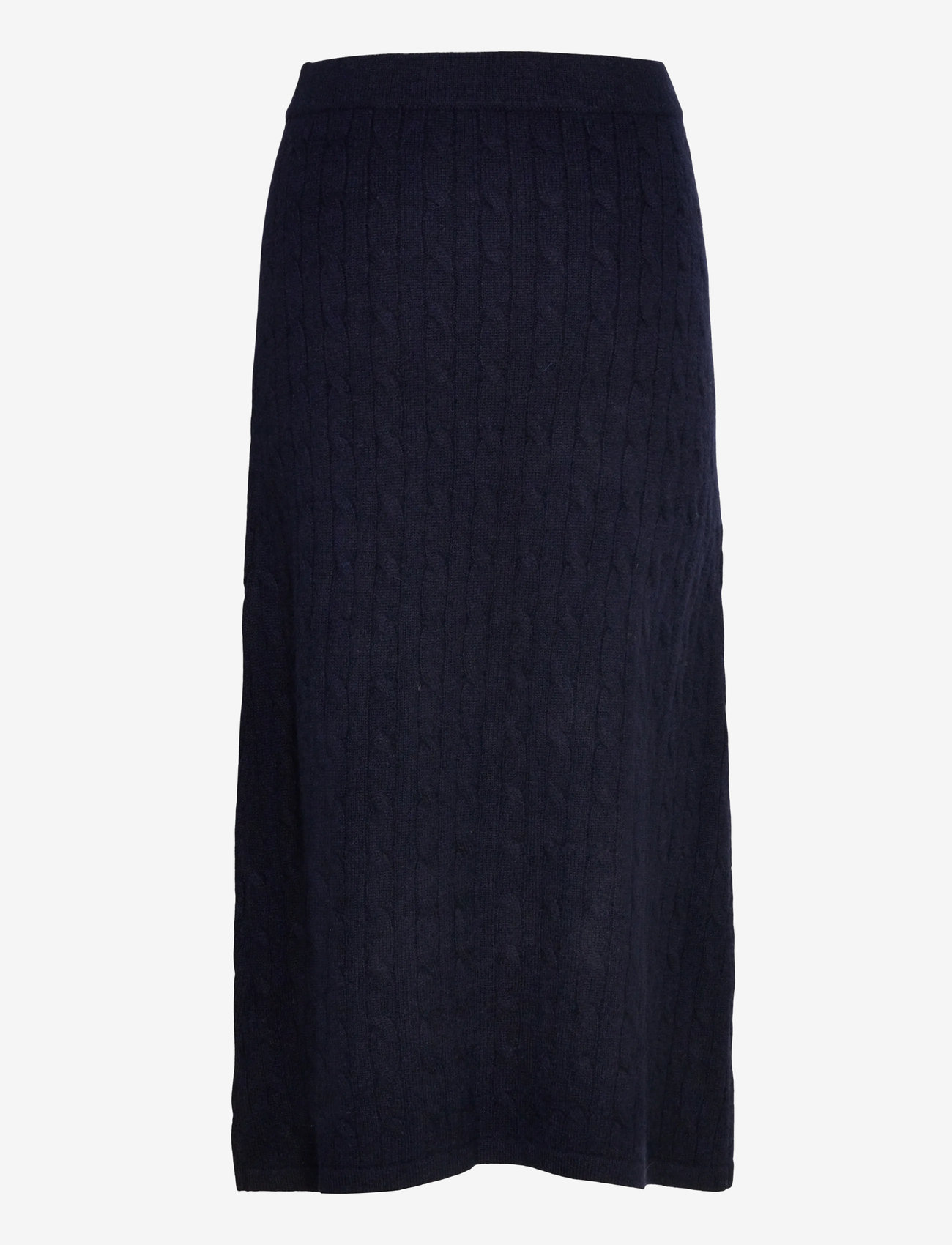 Davida Cashmere - A-Line Cable Skirt - neulehameet - navy - 1