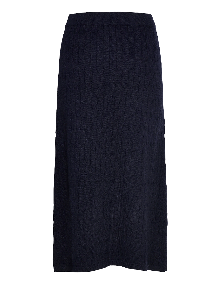 Davida Cashmere - A-Line Cable Skirt - knitted skirts - navy - 1