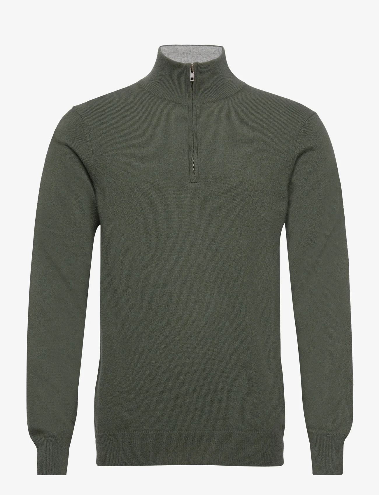 Davida Cashmere - Man Half Zip - džemperi ar daļēju rāvējslēdzēja aizdari - army green - 0