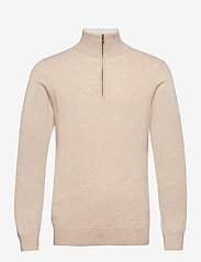 Davida Cashmere - Man Half Zip - basic shirts - light beige - 1