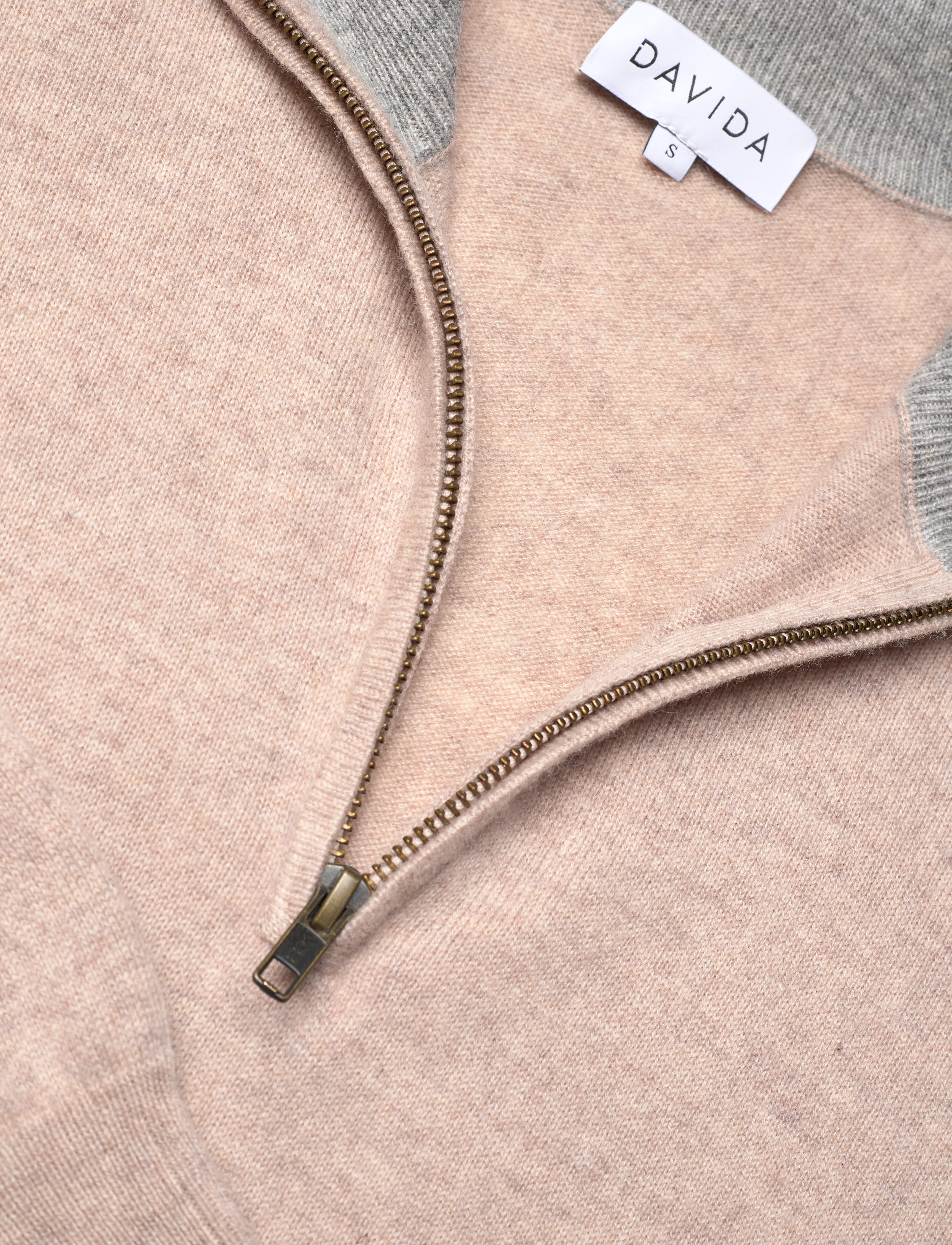 Davida Cashmere - Man Half Zip - strik - sand - 3