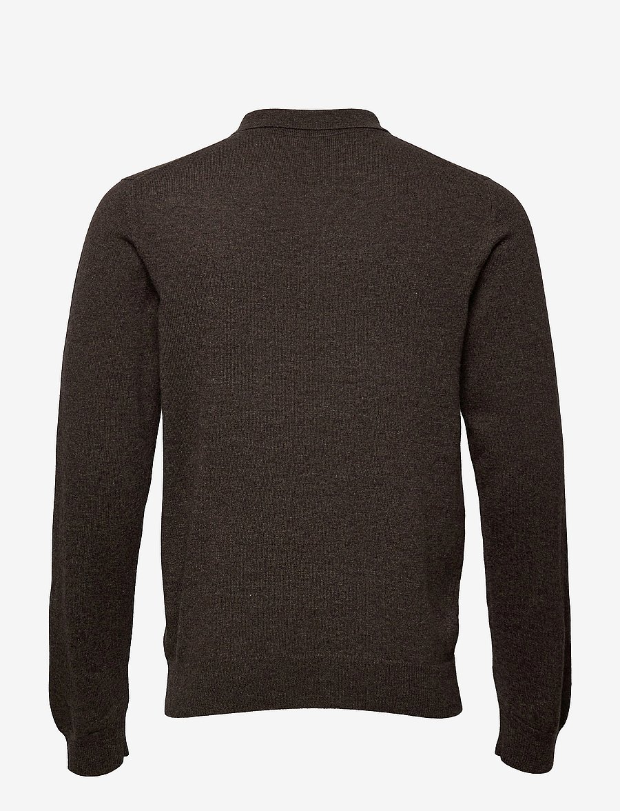 Davida Cashmere - Man Collar - poloer i strik med lange ærmer - cacao - 1