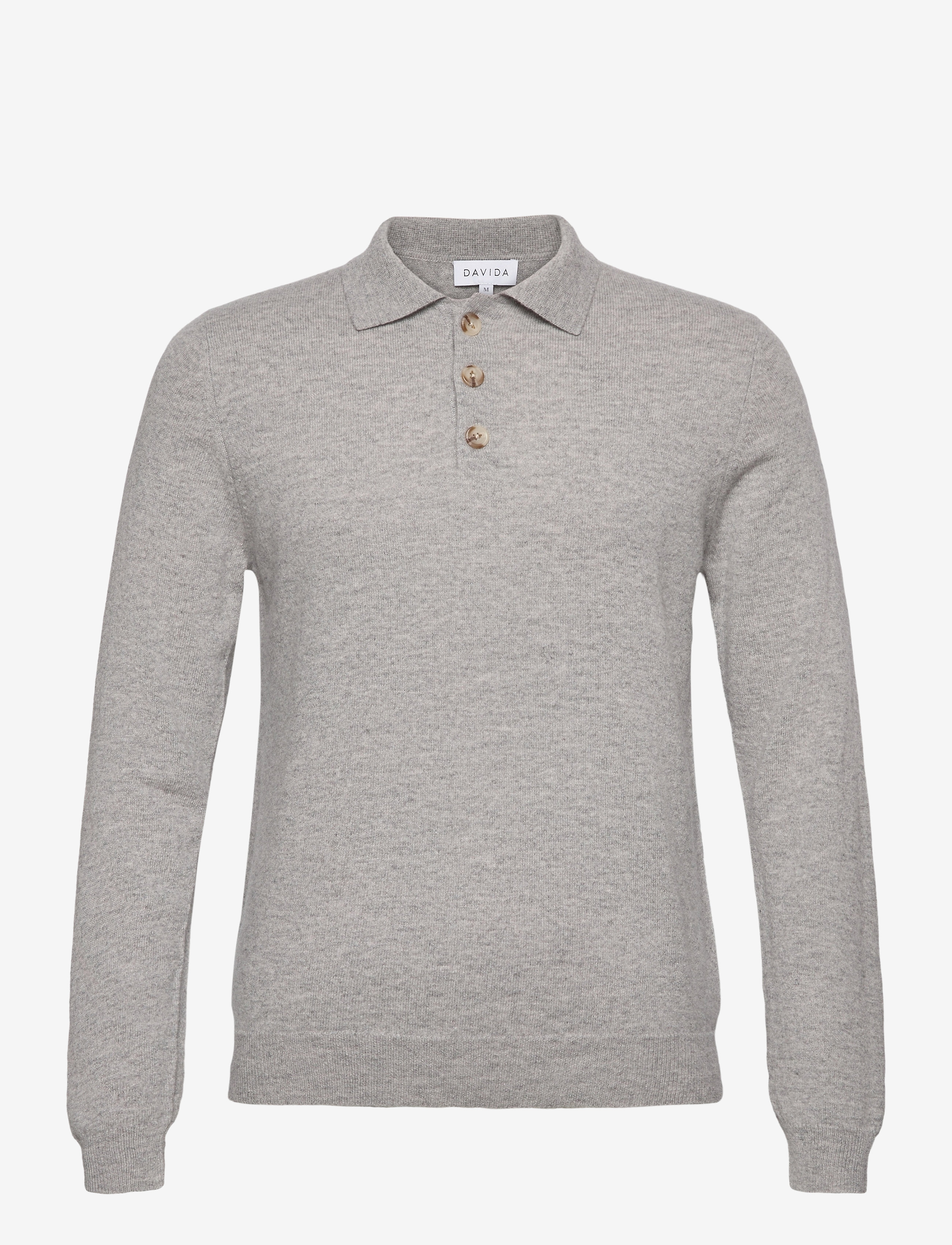 Davida Cashmere - Man Collar - stickade pikéer - light grey - 1