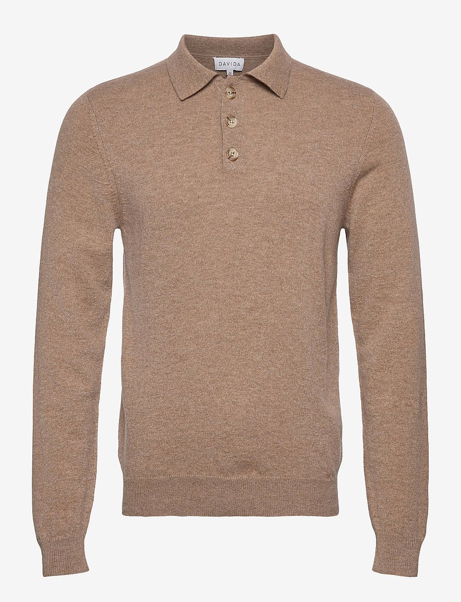 Davida Cashmere - Man Collar - poloer i strik med lange ærmer - mink - 1