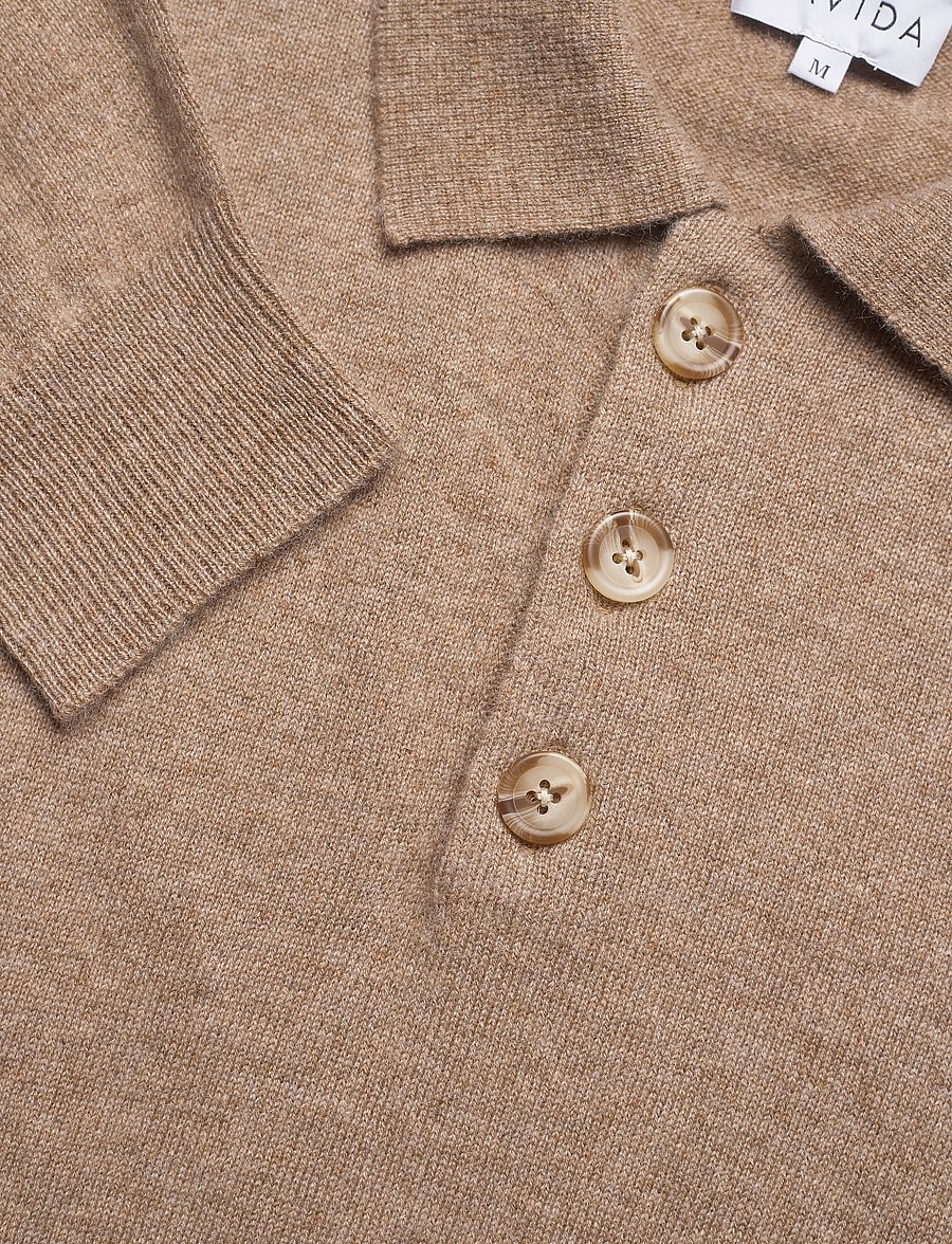 Davida Cashmere - Man Collar - poloer i strik med lange ærmer - mink - 3