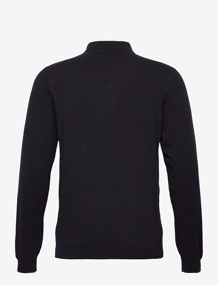 Davida Cashmere - man collar - langärmelige strick-polohemden - navy - 2