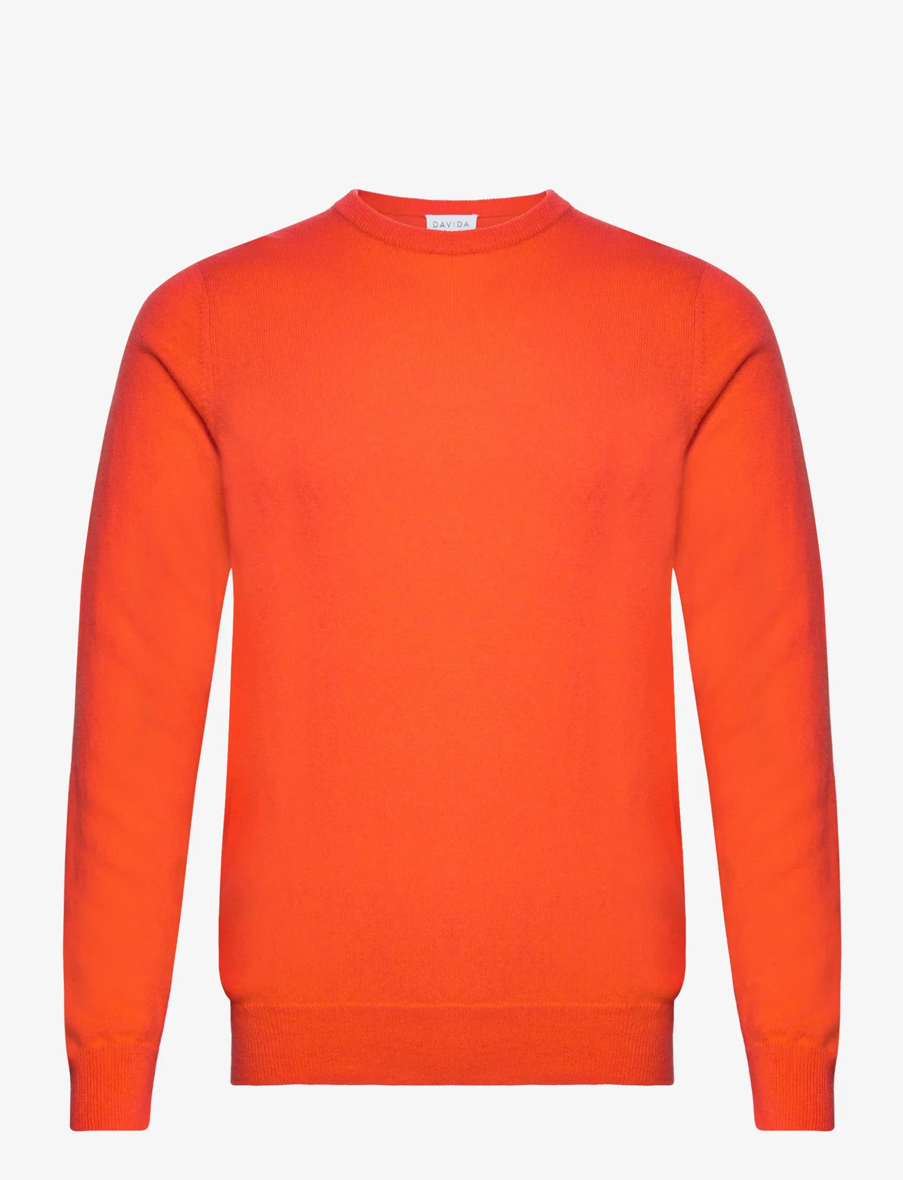 Davida Cashmere - Man O-neck Plain - megzti laisvalaikio drabužiai - blood orange - 0