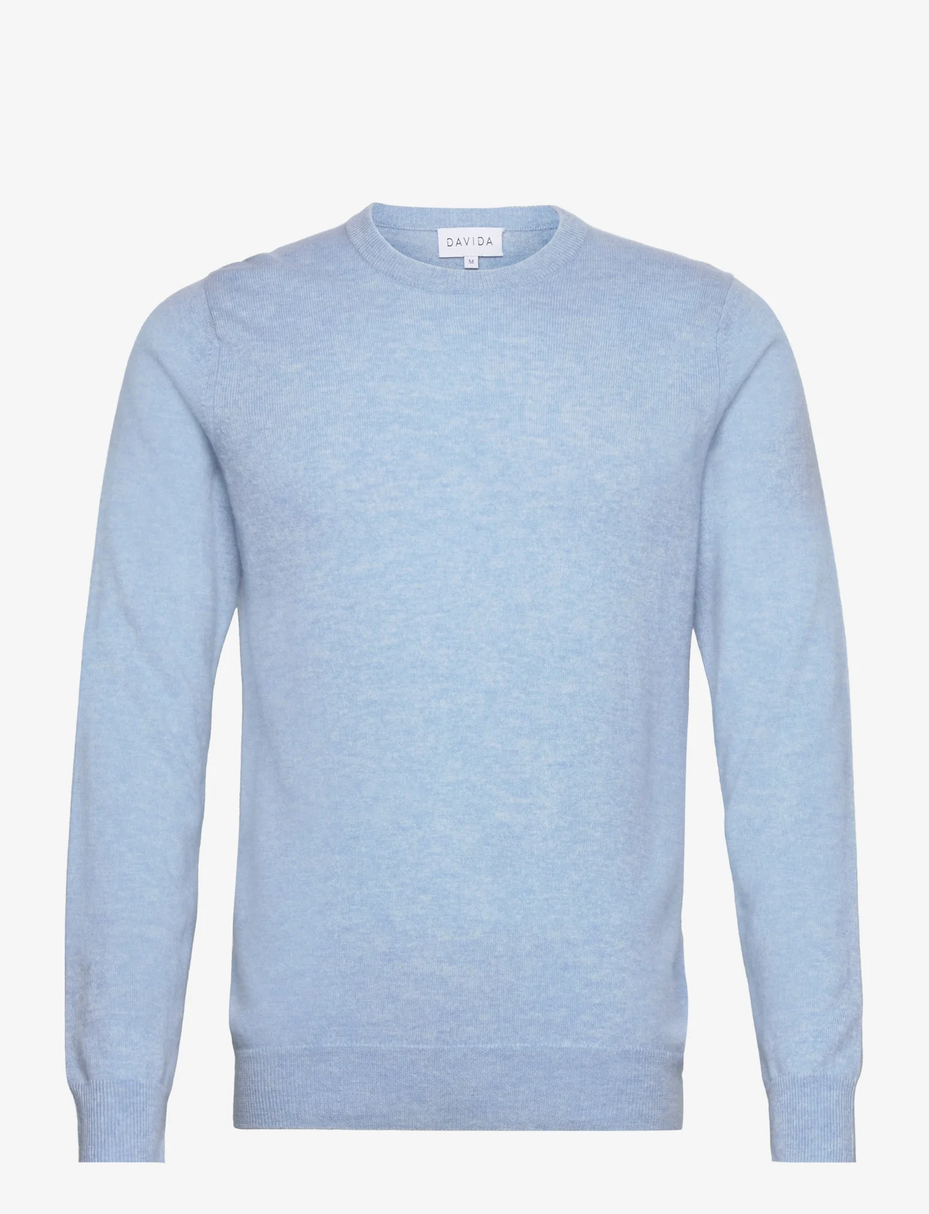 Davida Cashmere - Man O-neck Plain - basic knitwear - blue fog - 0