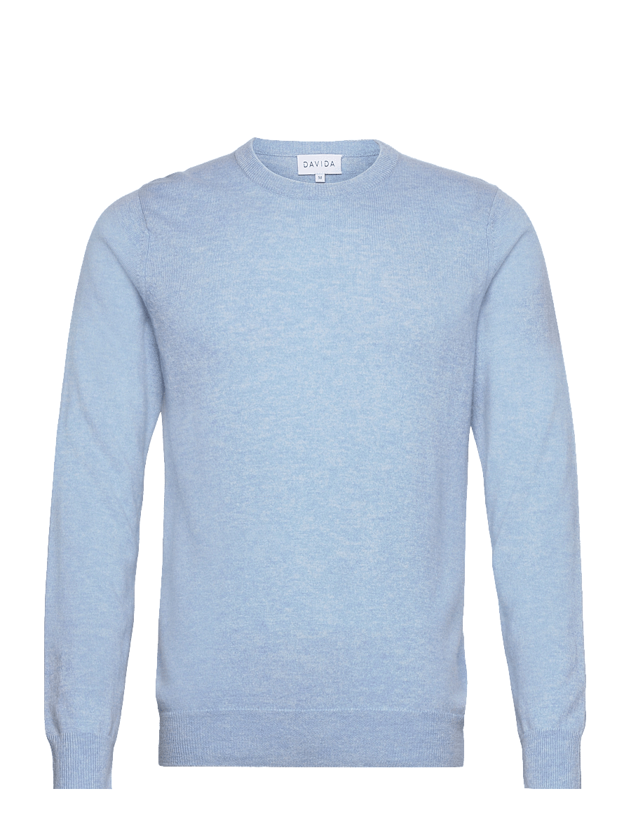 Davida Cashmere - Man O-neck Plain - Ümmarguse kaelusega kudumid - blue fog - 1