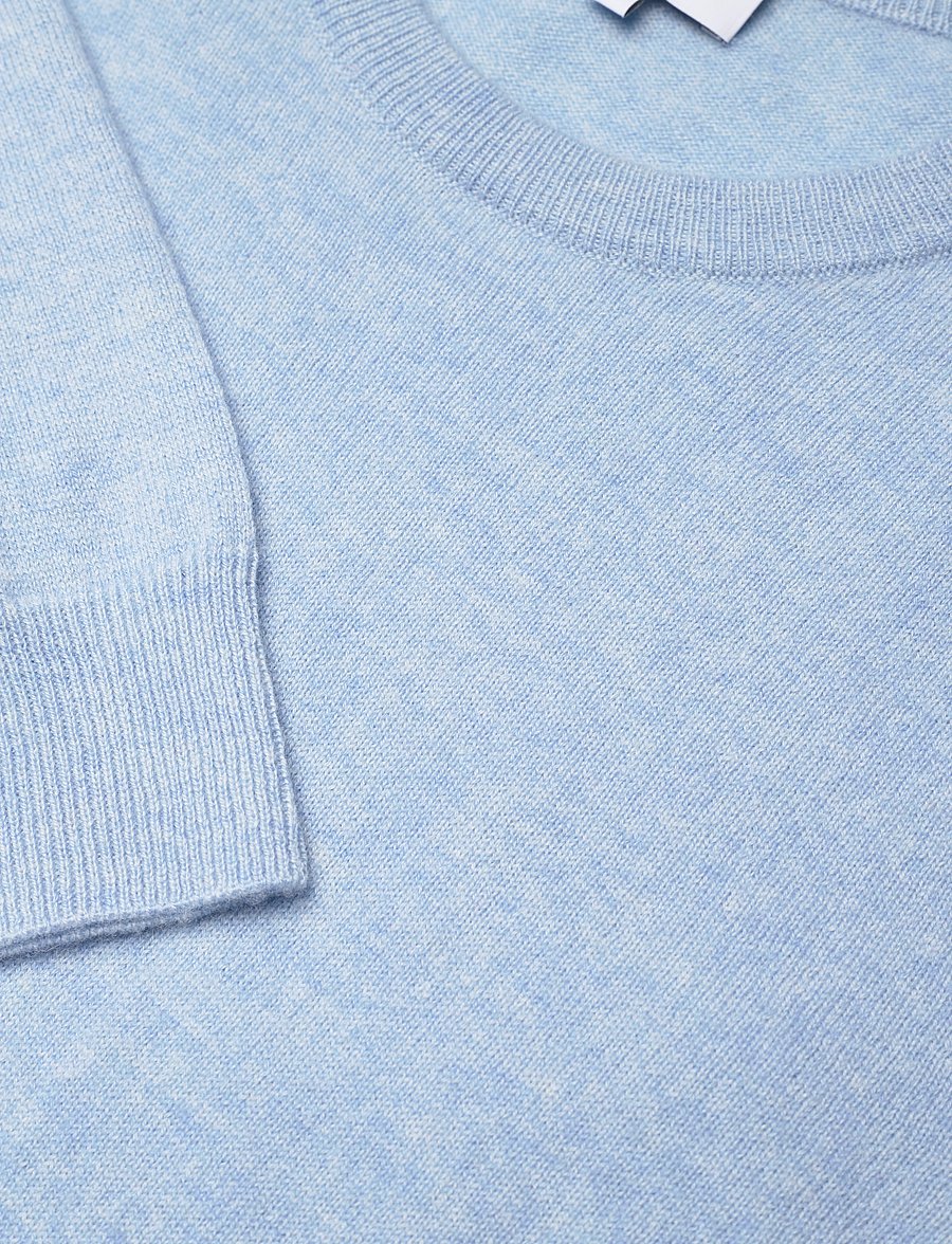 Davida Cashmere - Man O-neck Plain - Ümmarguse kaelusega kudumid - blue fog - 3