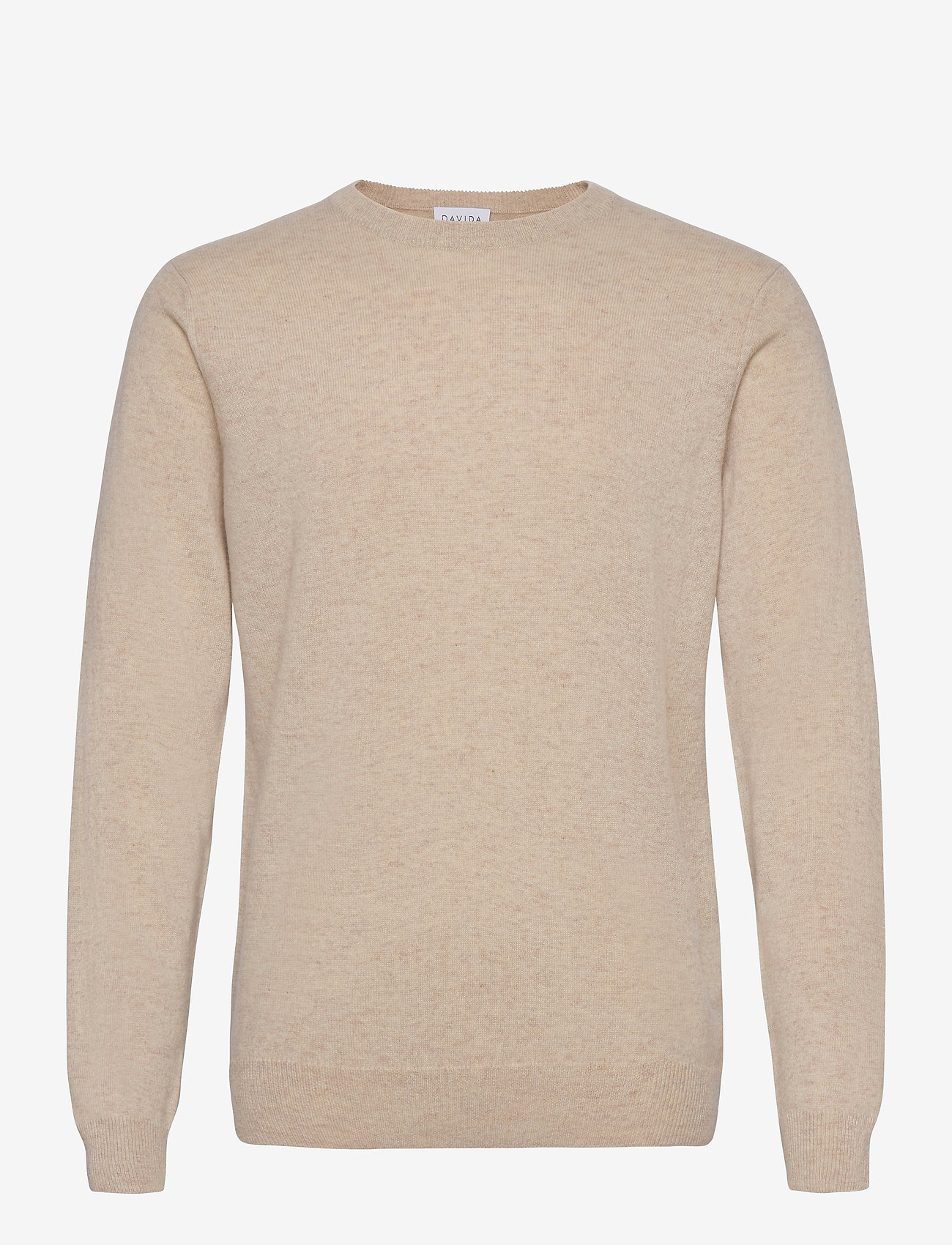 Davida Cashmere - Man O-neck Plain - basic knitwear - light beige - 0