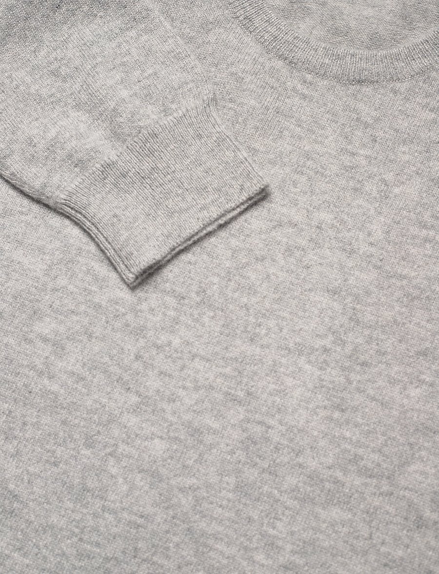 Davida Cashmere - Man O-neck Plain - rundhalsad - light grey - 4