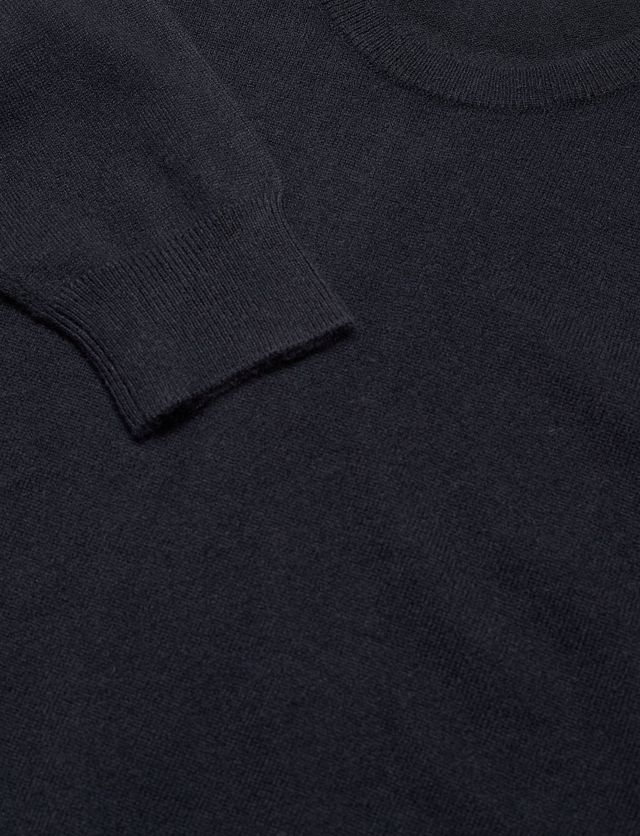 Davida Cashmere - Man O-neck Plain - rundhalsad - navy - 3