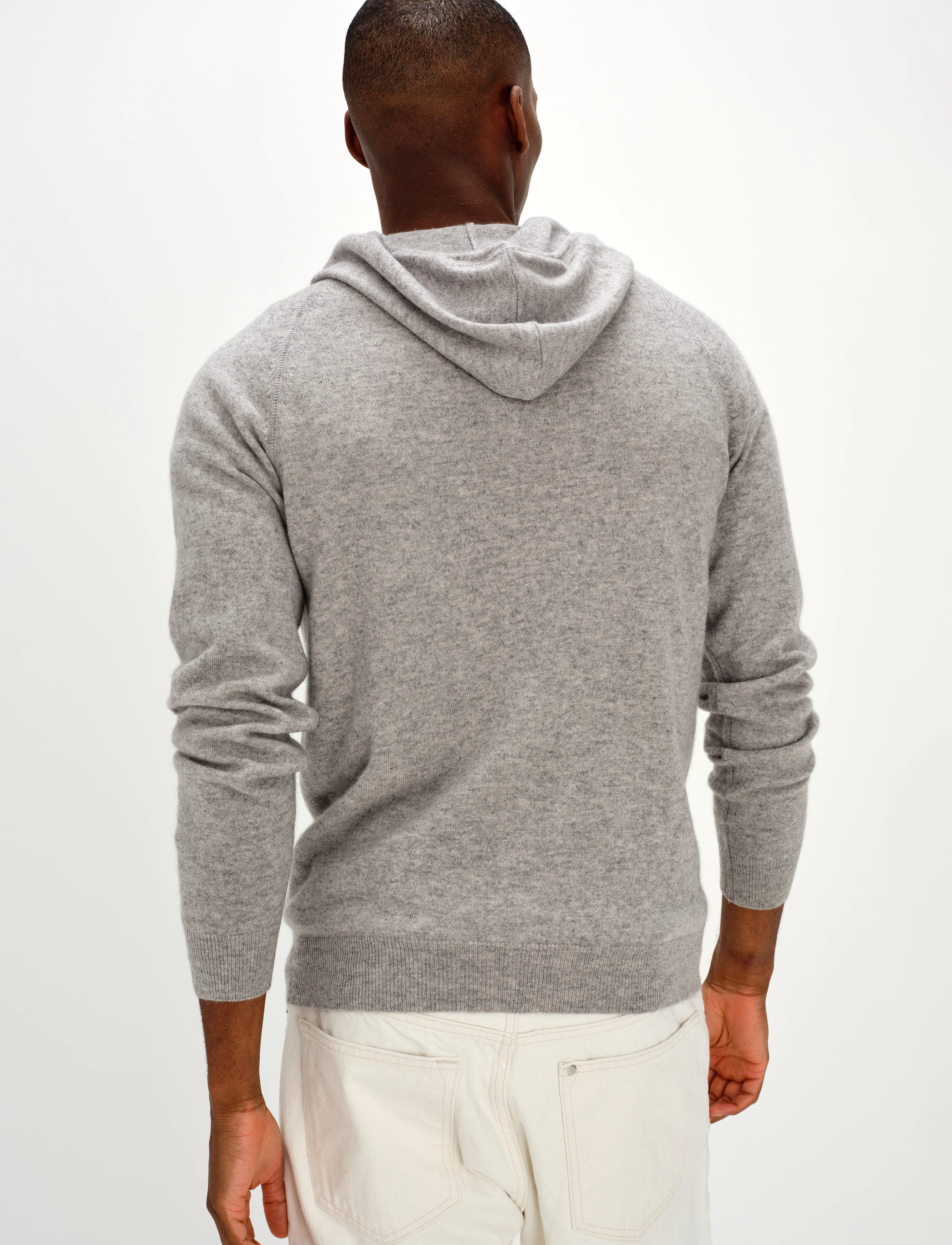 Davida Cashmere - Man Hood - pullover mit durchgehendem reißverschluss - light grey - 3
