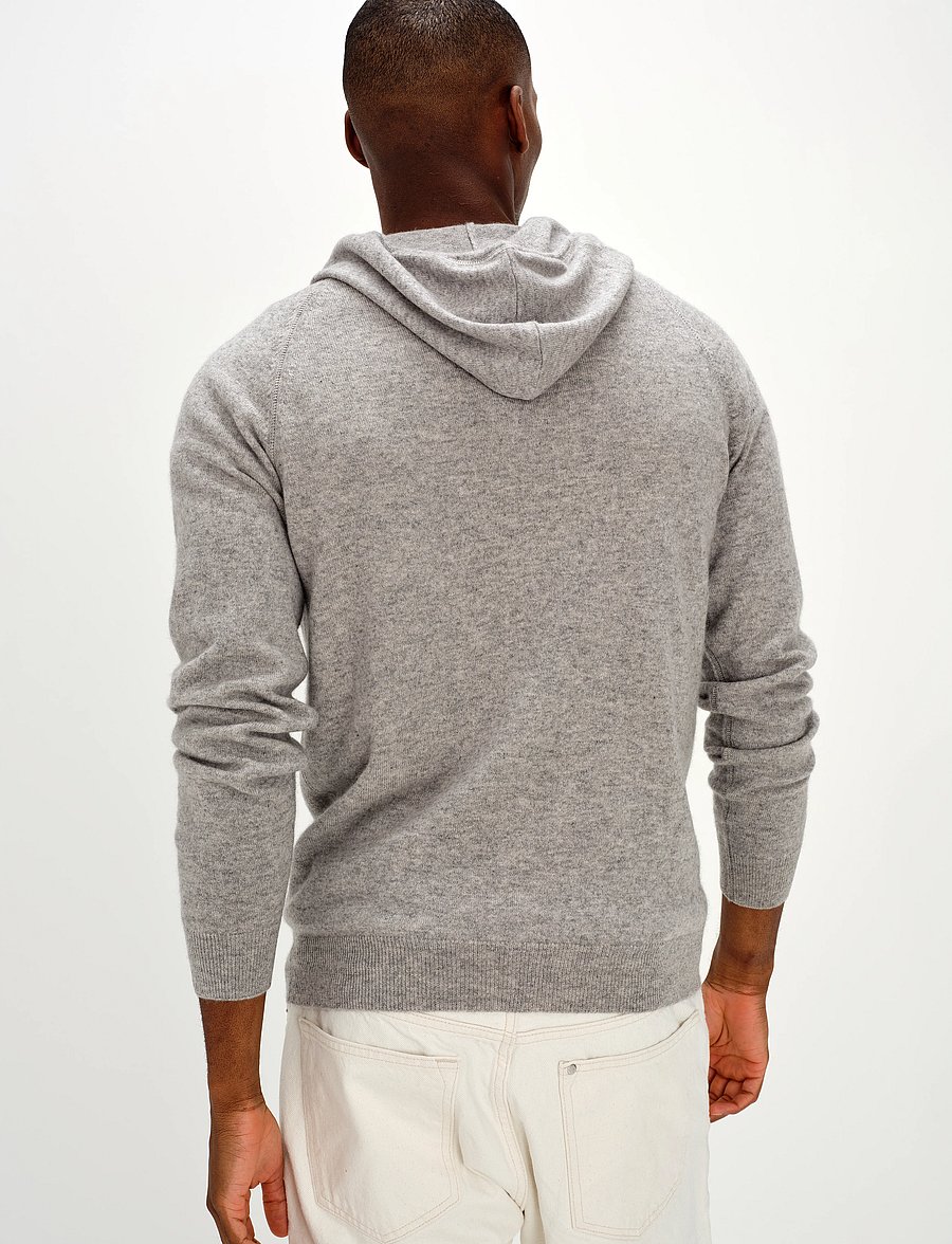Davida Cashmere - Man Hood - pullover mit durchgehendem reißverschluss - light grey - 3