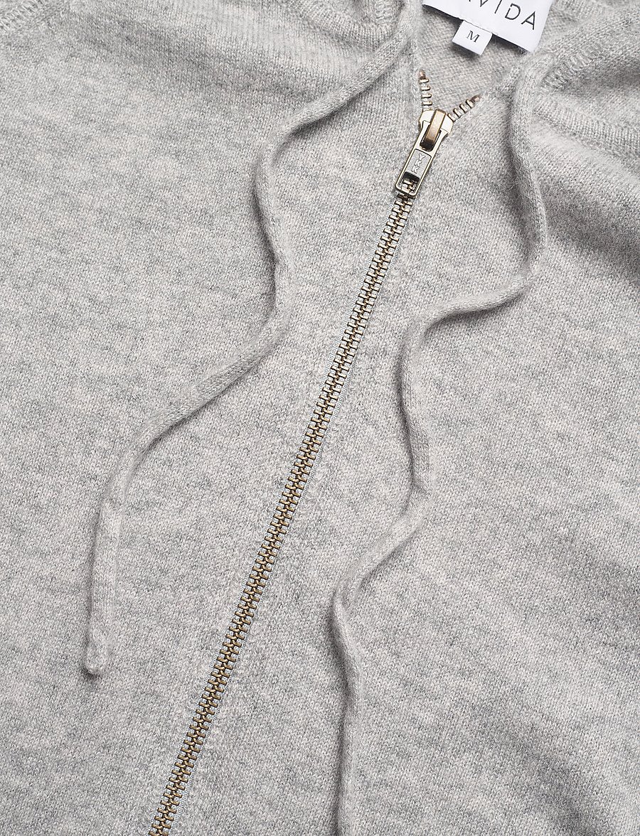 Davida Cashmere - Man Hood - pullover mit durchgehendem reißverschluss - light grey - 4