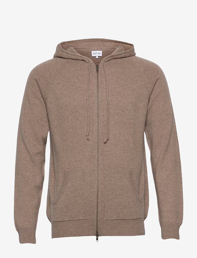Davida Cashmere - Man Hood - pullover mit durchgehendem reißverschluss - mink - 0
