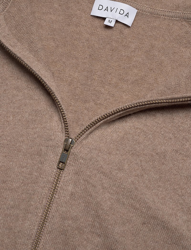 Davida Cashmere - Man Hood - pullover mit durchgehendem reißverschluss - mink - 2