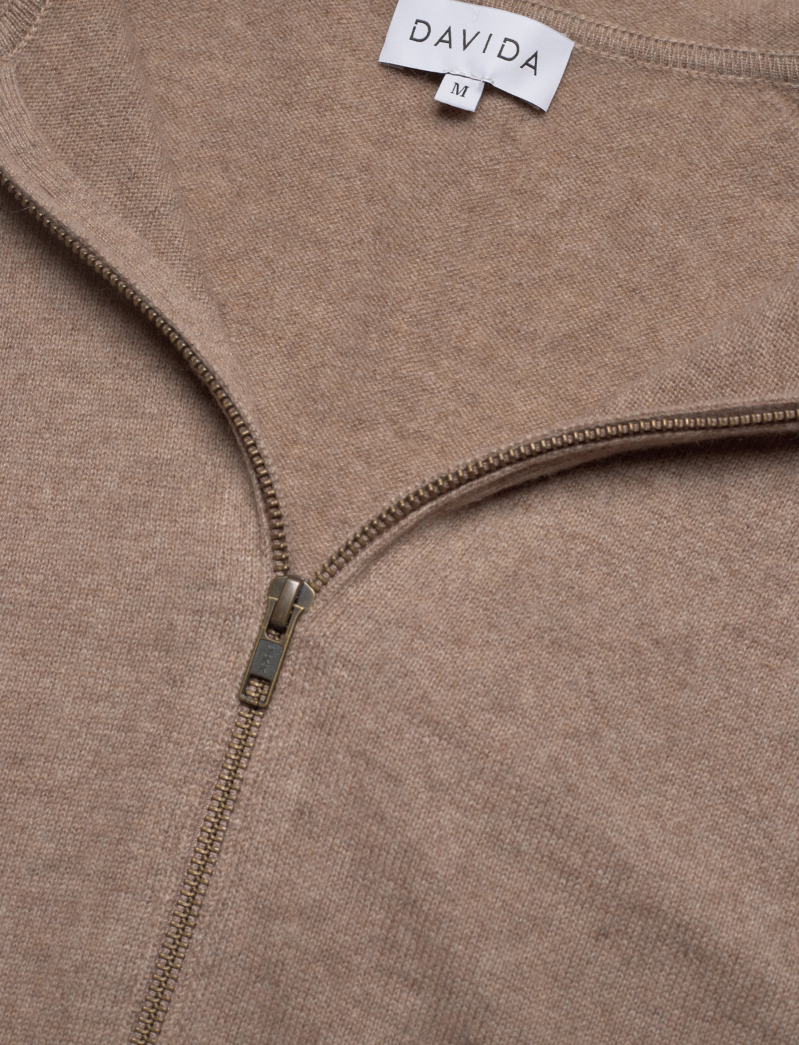 Davida Cashmere - Man Hood - pullover mit durchgehendem reißverschluss - mink - 2