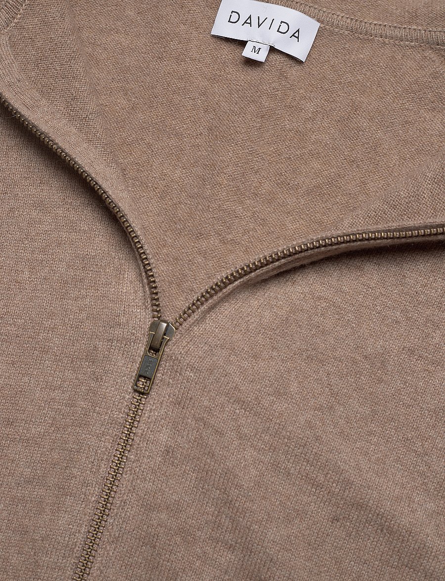Davida Cashmere - Man Hood - pullover mit durchgehendem reißverschluss - mink - 2
