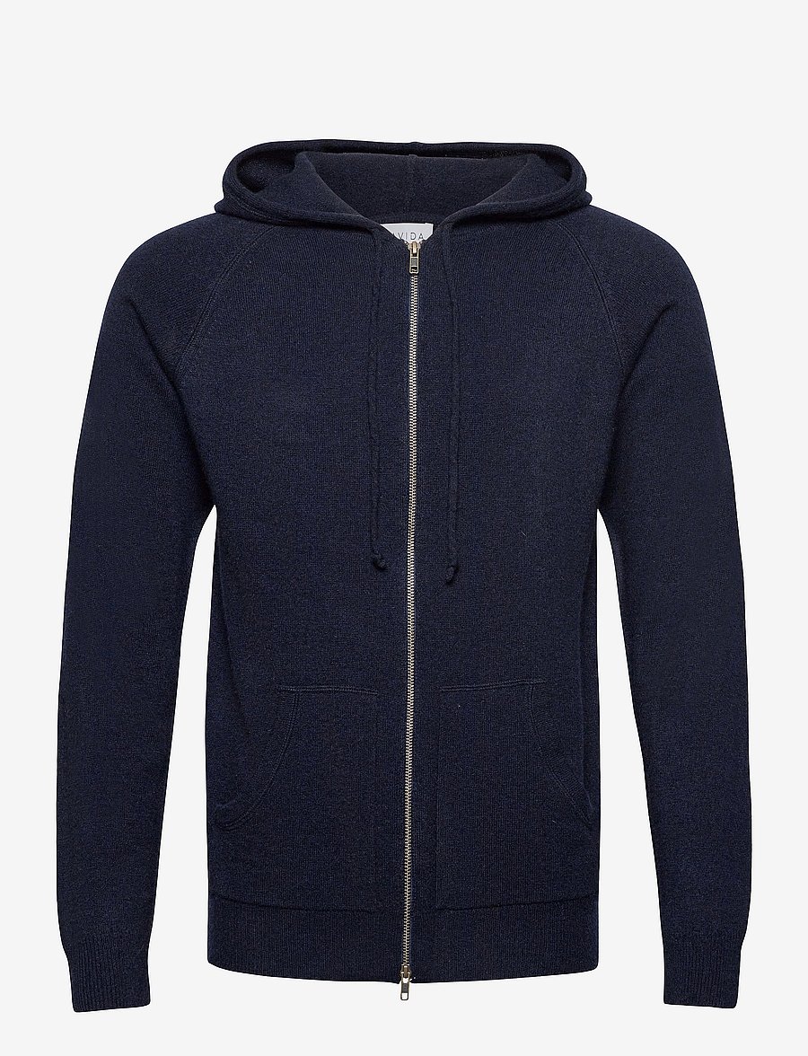 Davida Cashmere - Man Hood - pullover mit durchgehendem reißverschluss - navy - 1