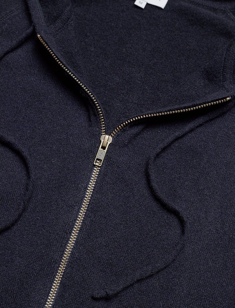 Davida Cashmere - Man Hood - pullover mit durchgehendem reißverschluss - navy - 3