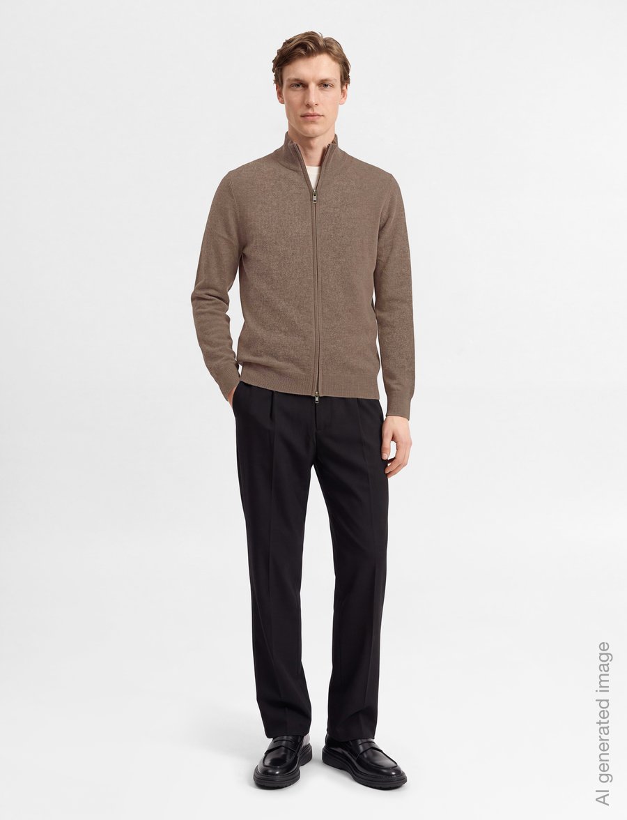 Davida Cashmere - man full zip - lukuga džemprid - cacao - 0