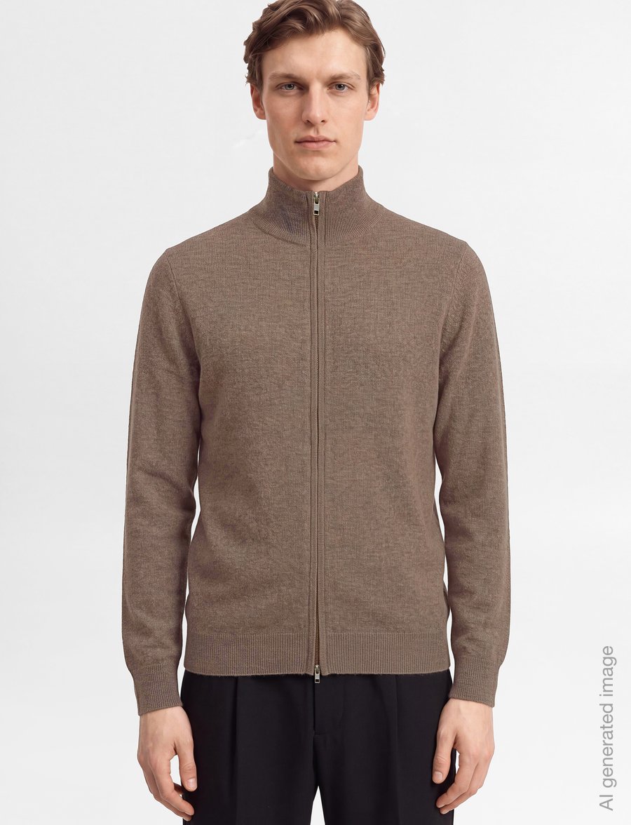 Davida Cashmere - man full zip - lukuga džemprid - cacao - 3