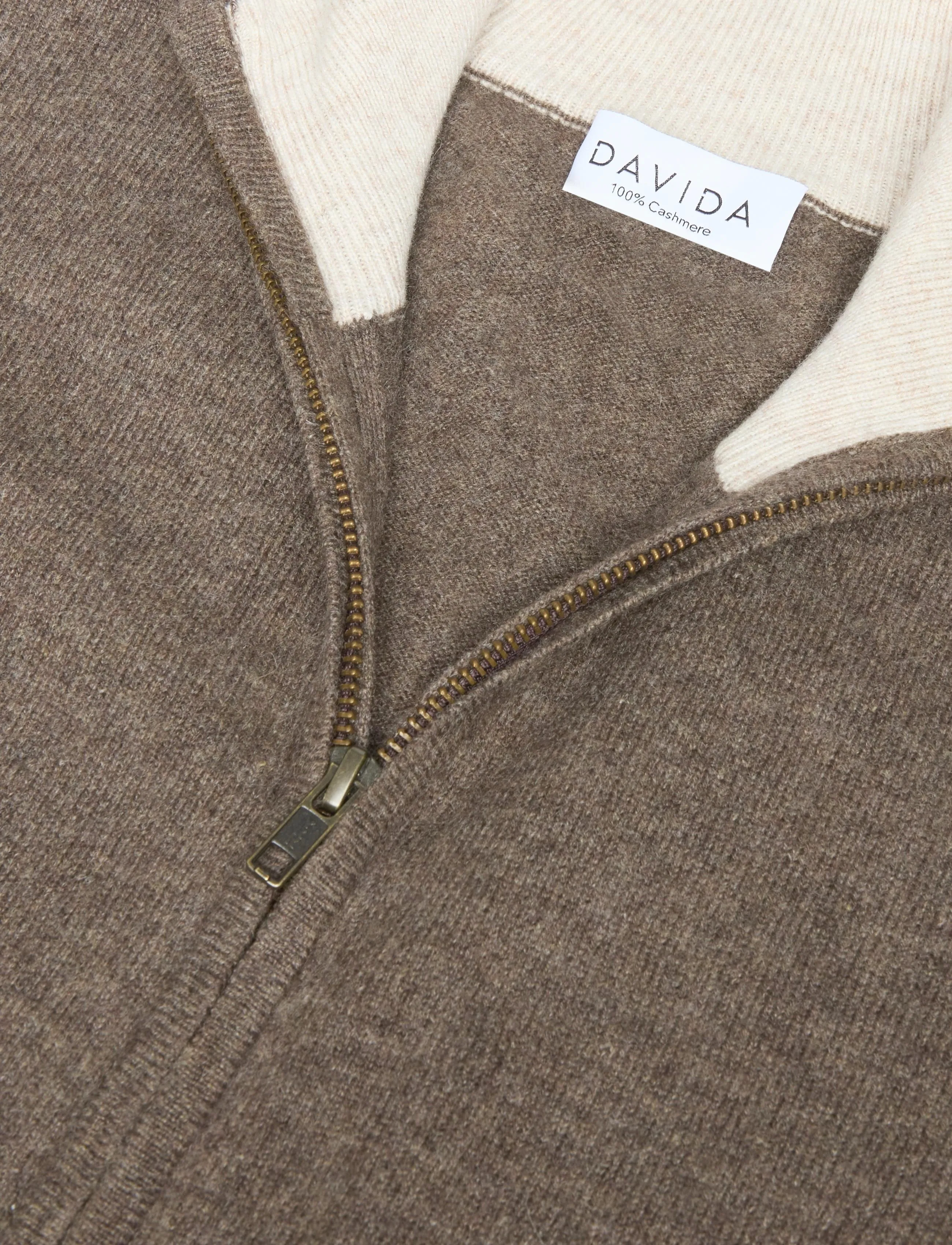 Davida Cashmere - man full zip - cacao - 2