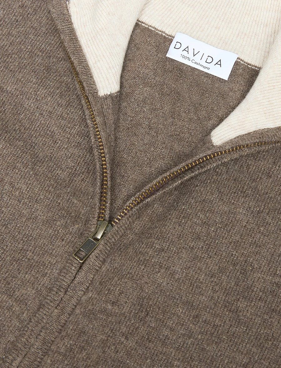 Davida Cashmere - man full zip - full zip tröjor - cacao - 2