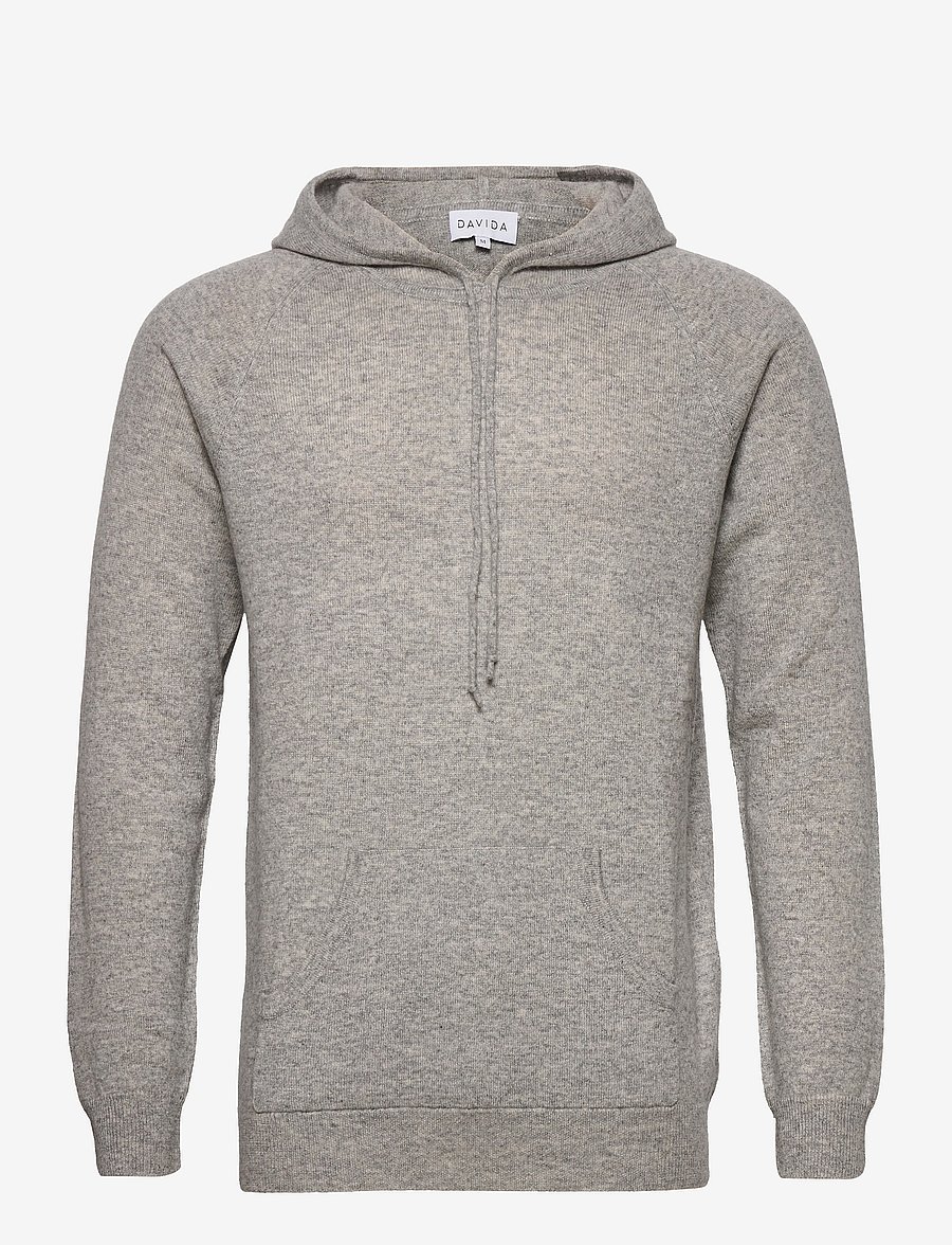 Davida Cashmere - man front pocket hoodie - hoodies - light grey - 0