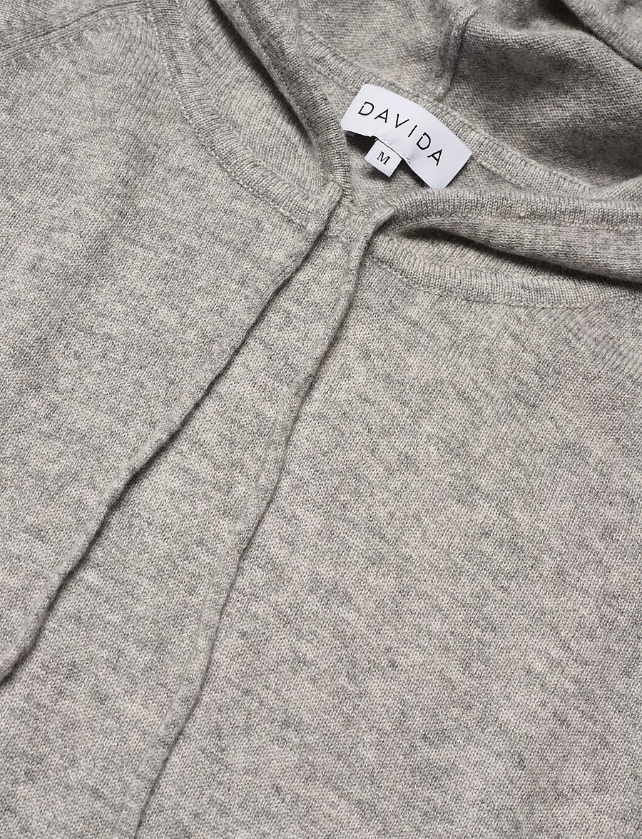 Davida Cashmere - man front pocket hoodie - hoodies - light grey - 2