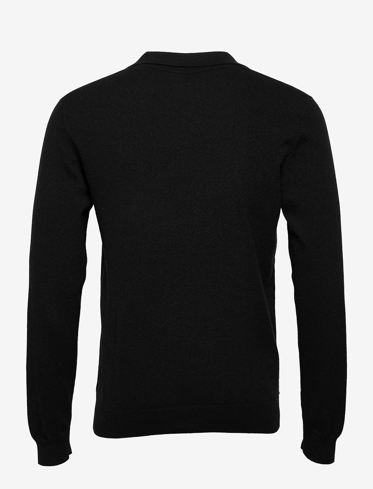 Davida Cashmere - Man Open Collar Sweater - trikotažiniai polo marškinėliai - black - 1