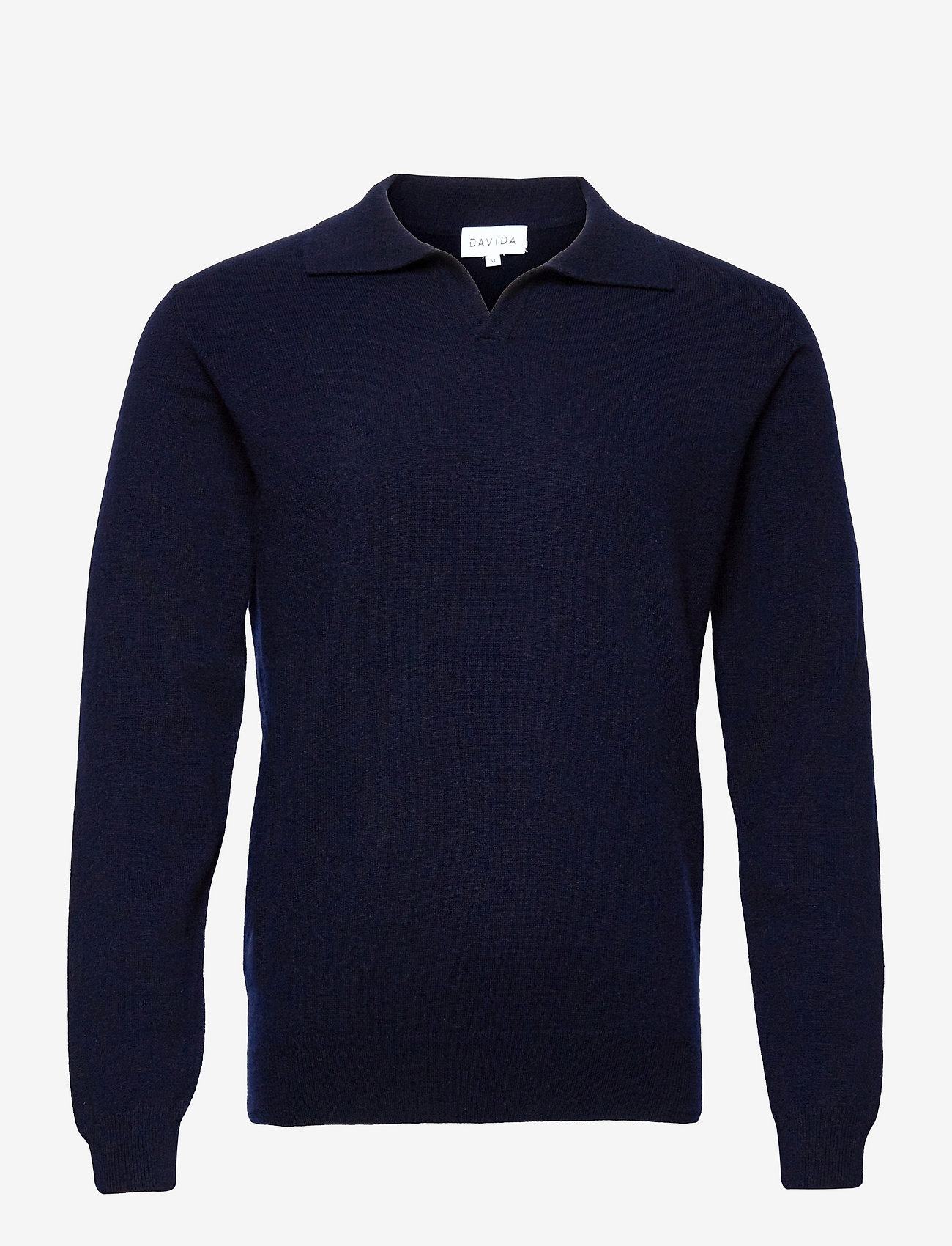 Davida Cashmere - Man Open Collar Sweater - kootud polosärgid - navy - 0